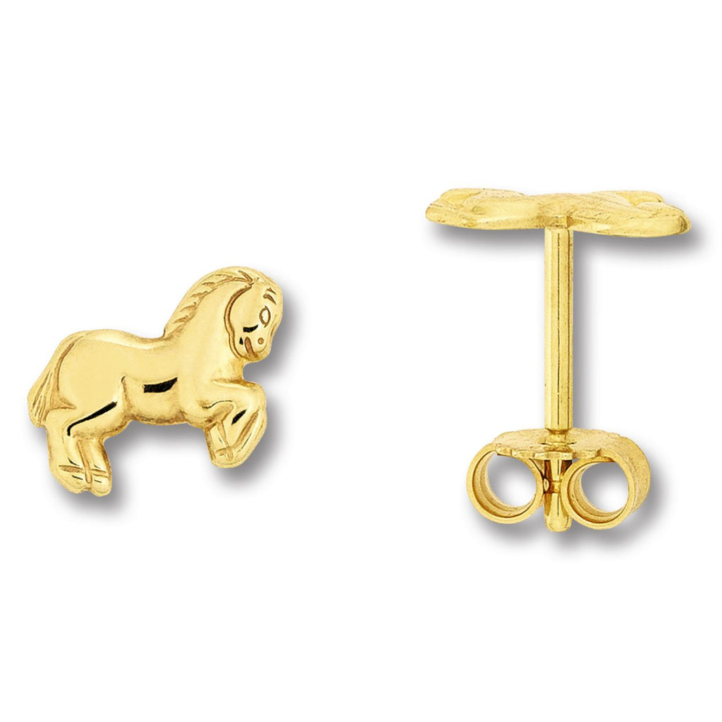 Pferd Ohrringe Ohrstecker aus 333er Gelbgold von ONE ELEMENT – Bild 1