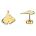 Ginkgoblatt Ohrringe Ohrstecker aus 333er Gelbgold von ONE ELEMENT – Bild 1