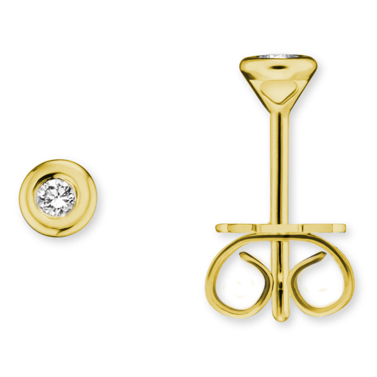 0.15 ct Diamant Brillant Zarge Ohrringe Ohrstecker aus 585er Gelbgold von ONE ELEMENT – Bild 1