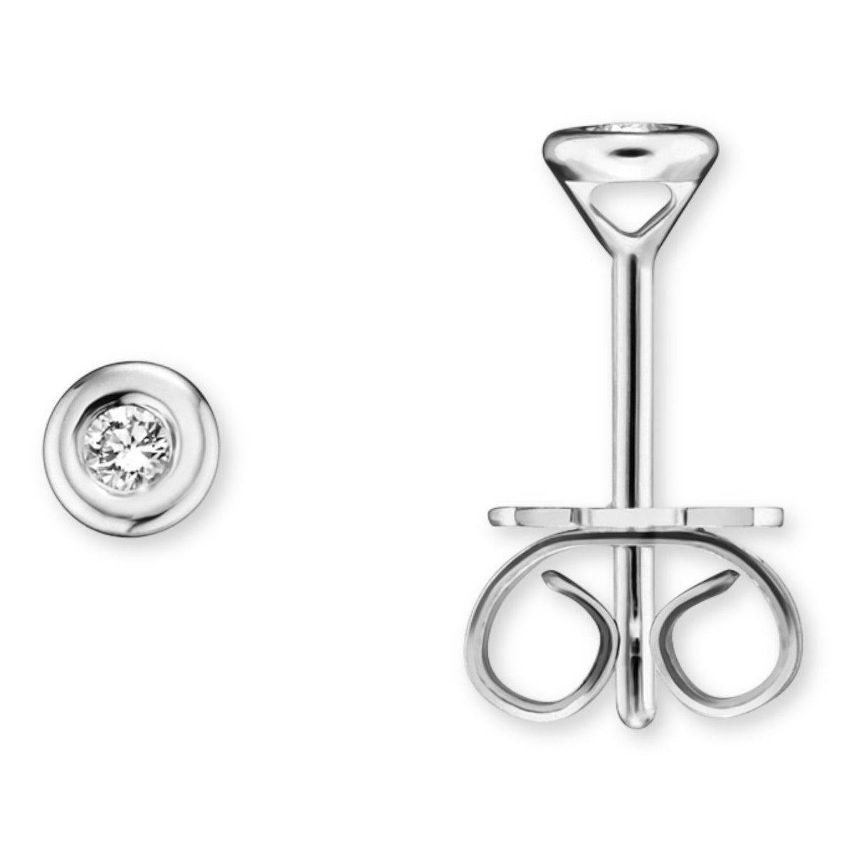 0.15 ct Diamant Brillant Zarge Ohrringe Ohrstecker aus 585er Weißgold von ONE ELEMENT – Bild 1