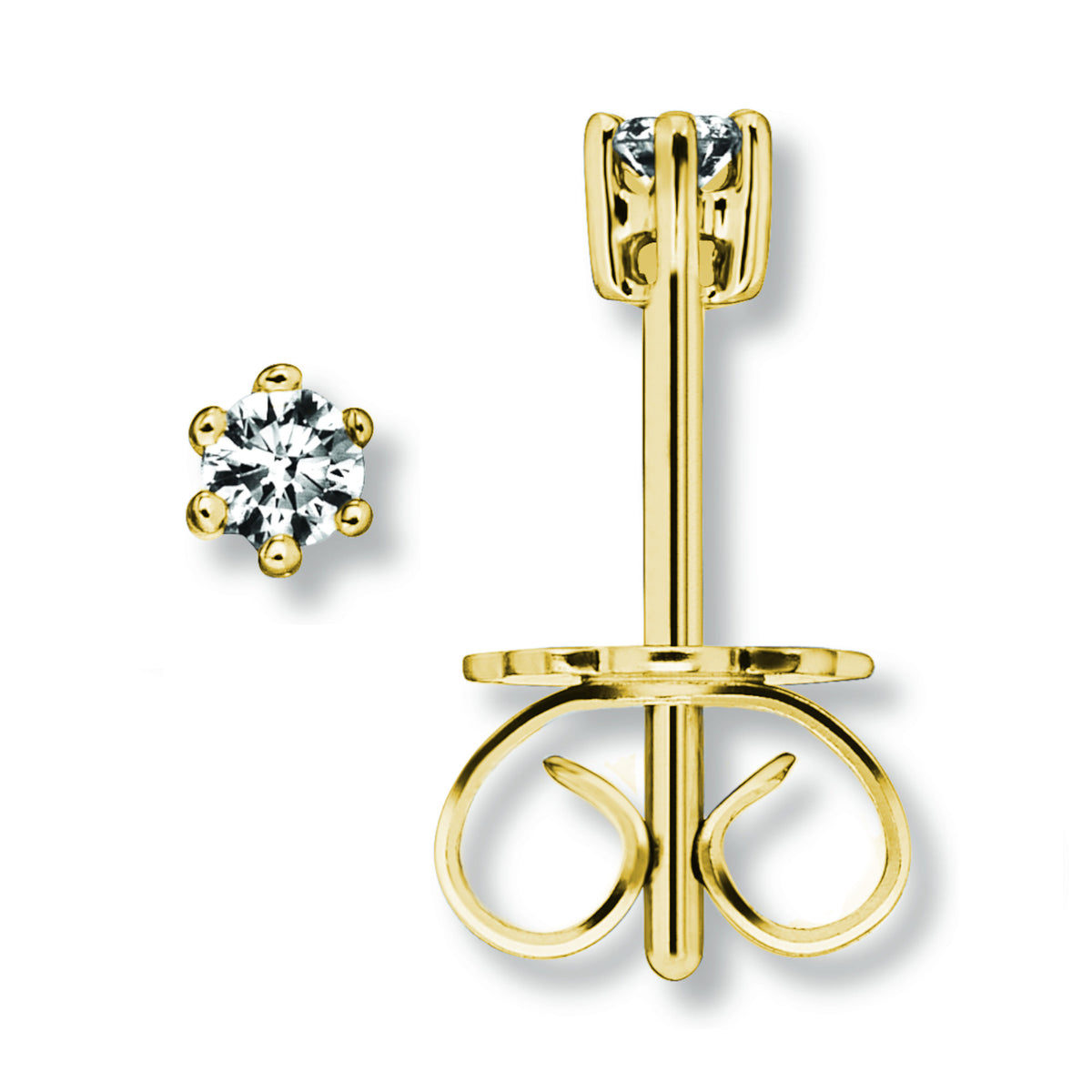 0.1 ct Diamant Brillant Ohrringe Ohrstecker aus 585er Gelbgold von ONE ELEMENT – Bild 1