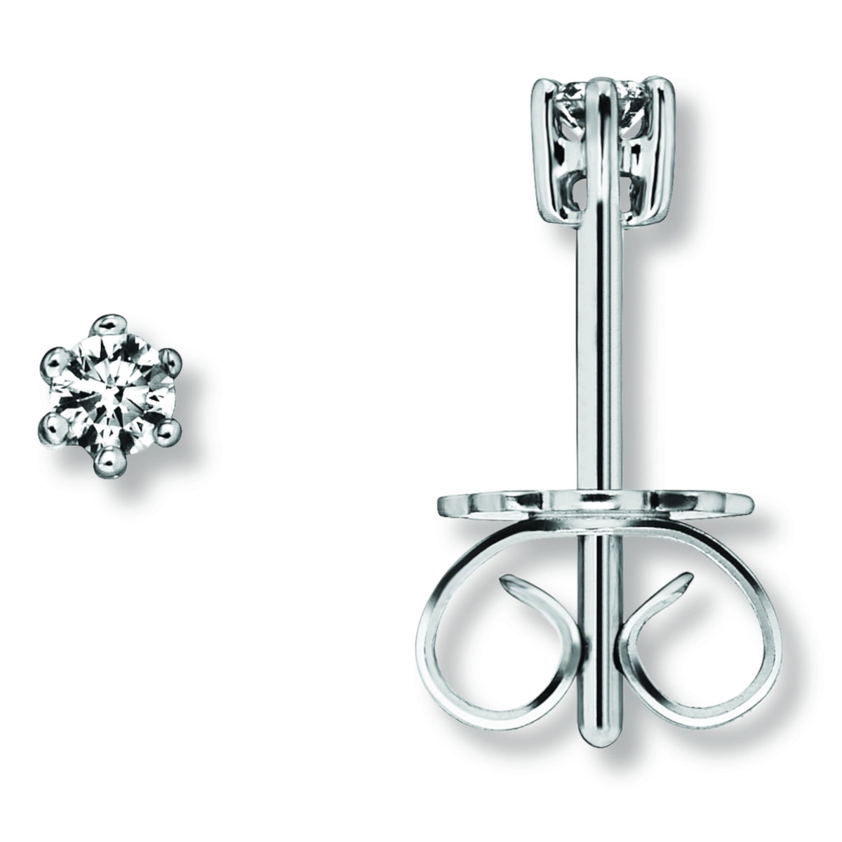 0.1 ct Diamant Brillant Ohrringe Ohrstecker aus 585er Weißgold von ONE ELEMENT – Bild 1