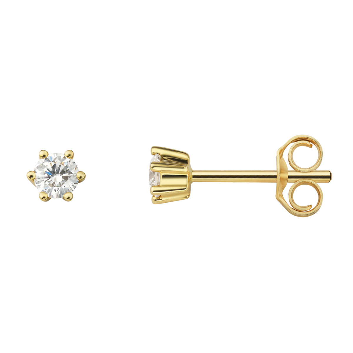 0.2 ct Diamant Brillant Ohrringe Ohrstecker aus 750er Gelbgold von ONE ELEMENT – Bild 2