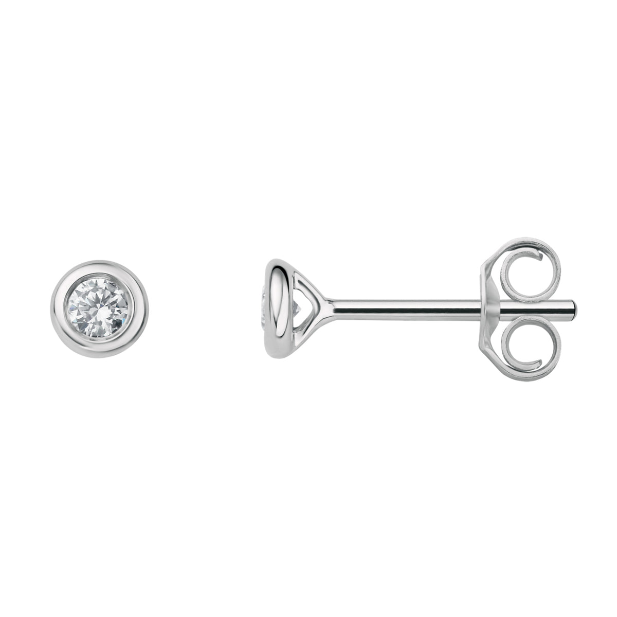 0.17 ct Diamant Brillant Zarge Ohrringe Ohrstecker aus 750er Weißgold von ONE ELEMENT – Bild 1