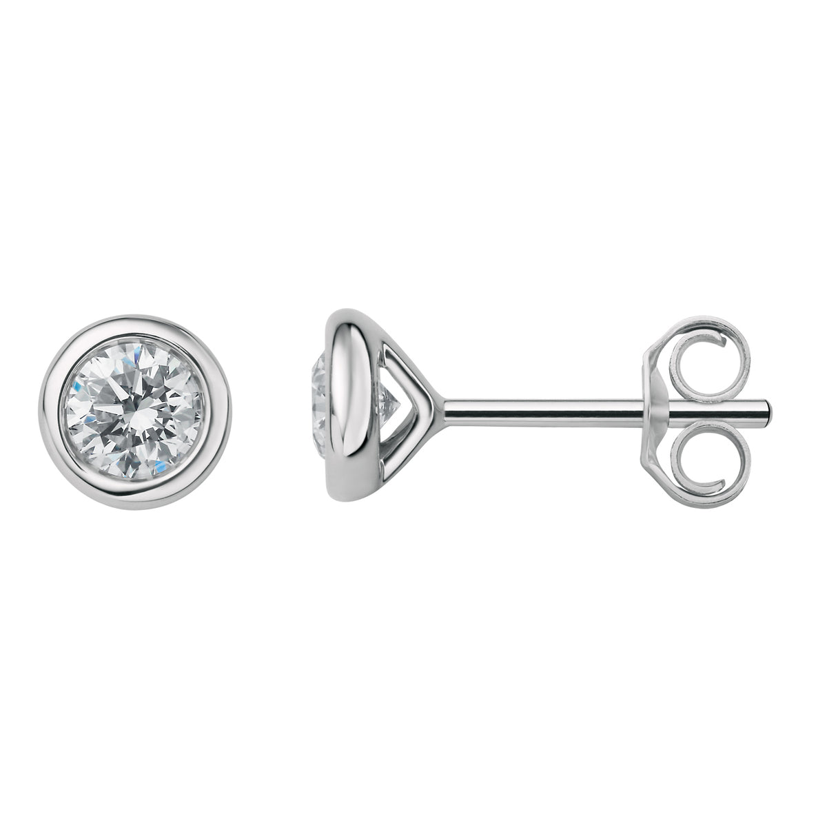 0.42 ct Diamant Brillant Zarge Ohrringe Ohrstecker aus 585er Weißgold von ONE ELEMENT – Bild 1
