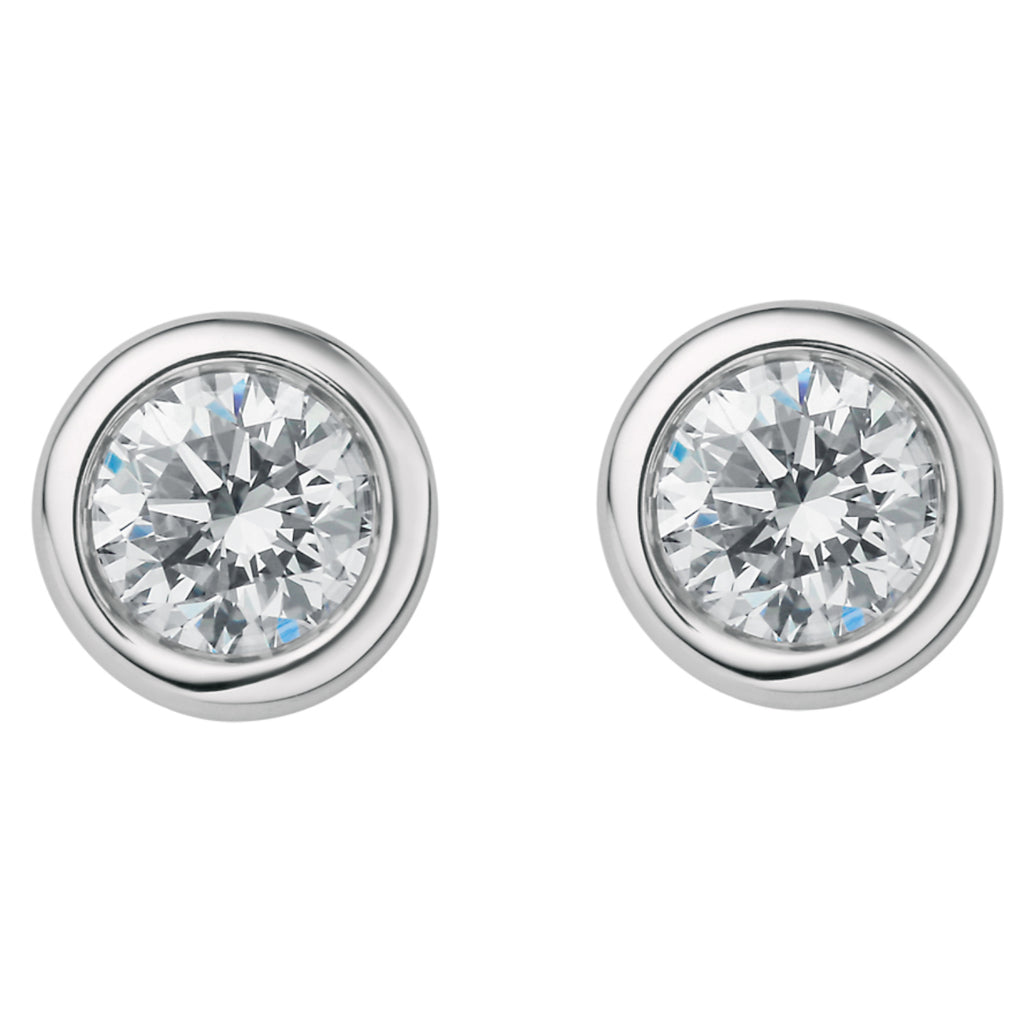 0.42 ct Diamant Brillant Zarge Ohrringe Ohrstecker aus 585er Weißgold von ONE ELEMENT – Bild 2