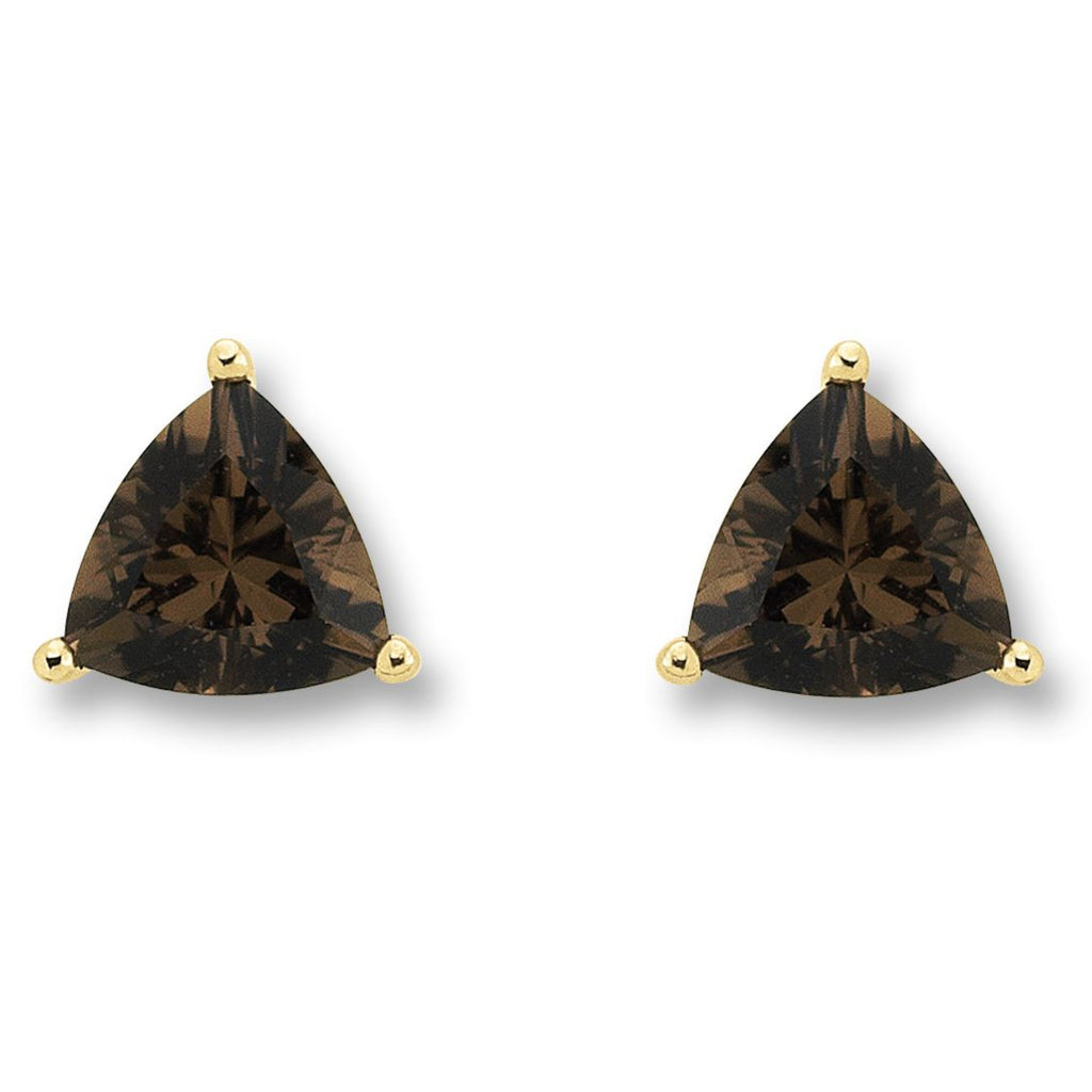 Rauchquarz Ohrringe Ohrstecker aus 333er Gelbgold von ONE ELEMENT – Bild 1