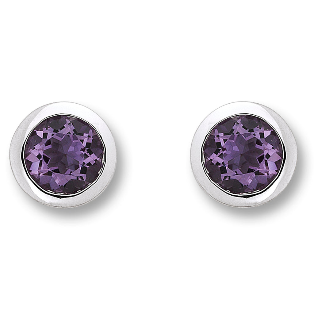 Amethyst Zarge Ohrringe Ohrstecker aus 333er Weißgold von ONE ELEMENT – Bild 1