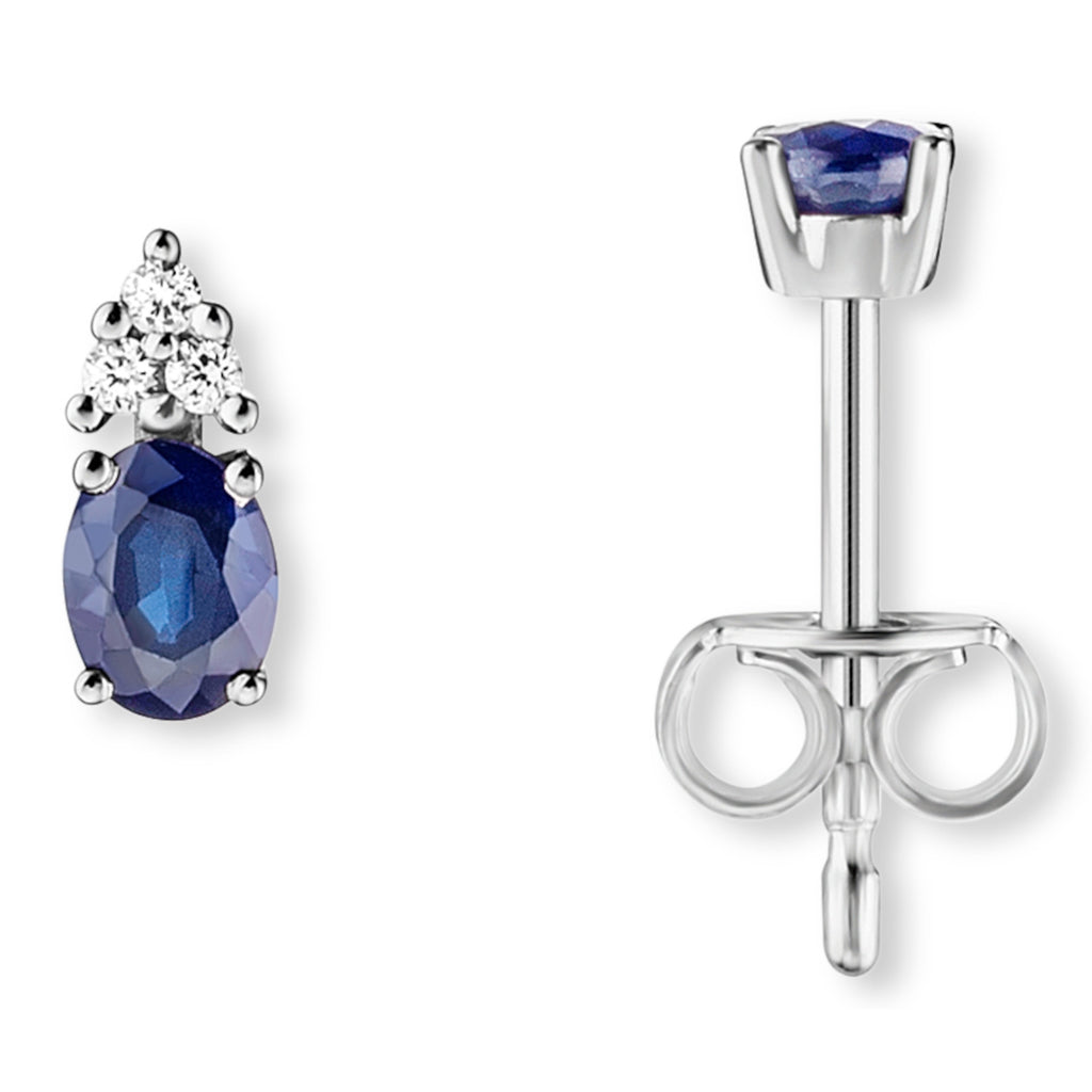 0.04 ct Diamant Brillant Safir Ohrringe Ohrstecker aus 585er Weißgold von ONE ELEMENT – Bild 1