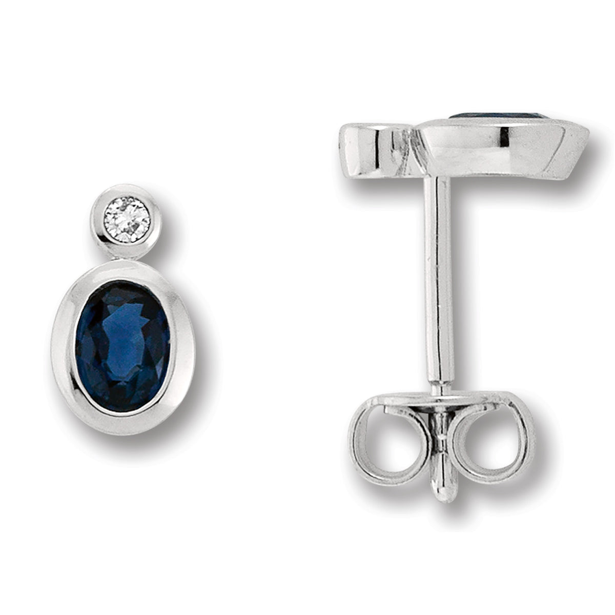 0.02 ct Diamant Brillant Safir Ohrringe Ohrstecker aus 585er Weißgold von ONE ELEMENT – Bild 1