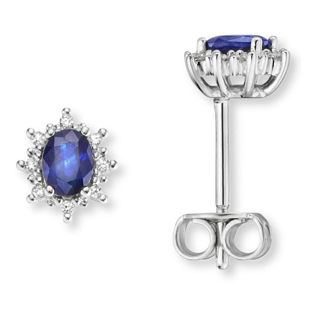 0.05 ct Diamant Brillant Safir Ohrringe Ohrstecker aus 585er Weißgold von ONE ELEMENT – Bild 1