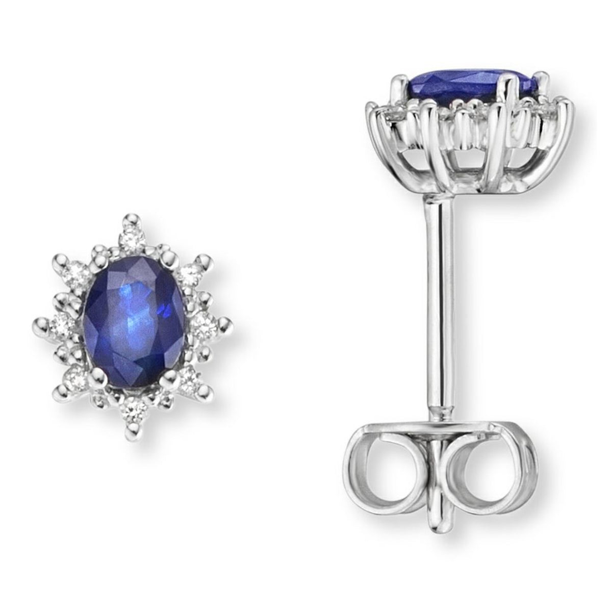 0.05 ct Diamant Brillant Safir Ohrringe Ohrstecker aus 585er Weißgold von ONE ELEMENT – Bild 1