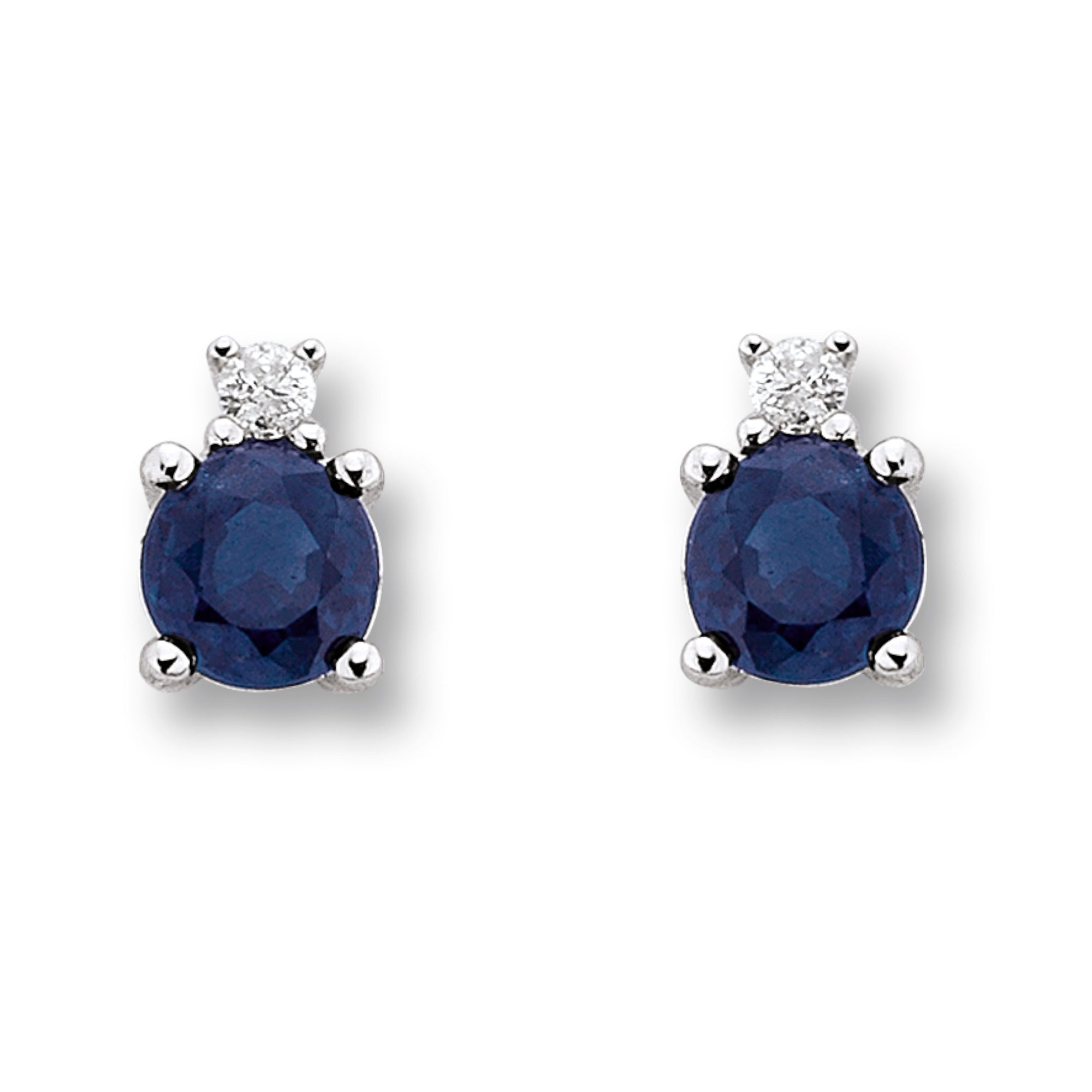 0.02 ct Diamant Brillant Safir Ohrringe Ohrstecker aus 585er Weißgold von ONE ELEMENT – Bild 1
