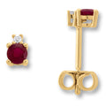 0.02 ct Diamant Brillant Rubin Ohrringe Ohrstecker aus 585er Gelbgold von ONE ELEMENT – Bild 1