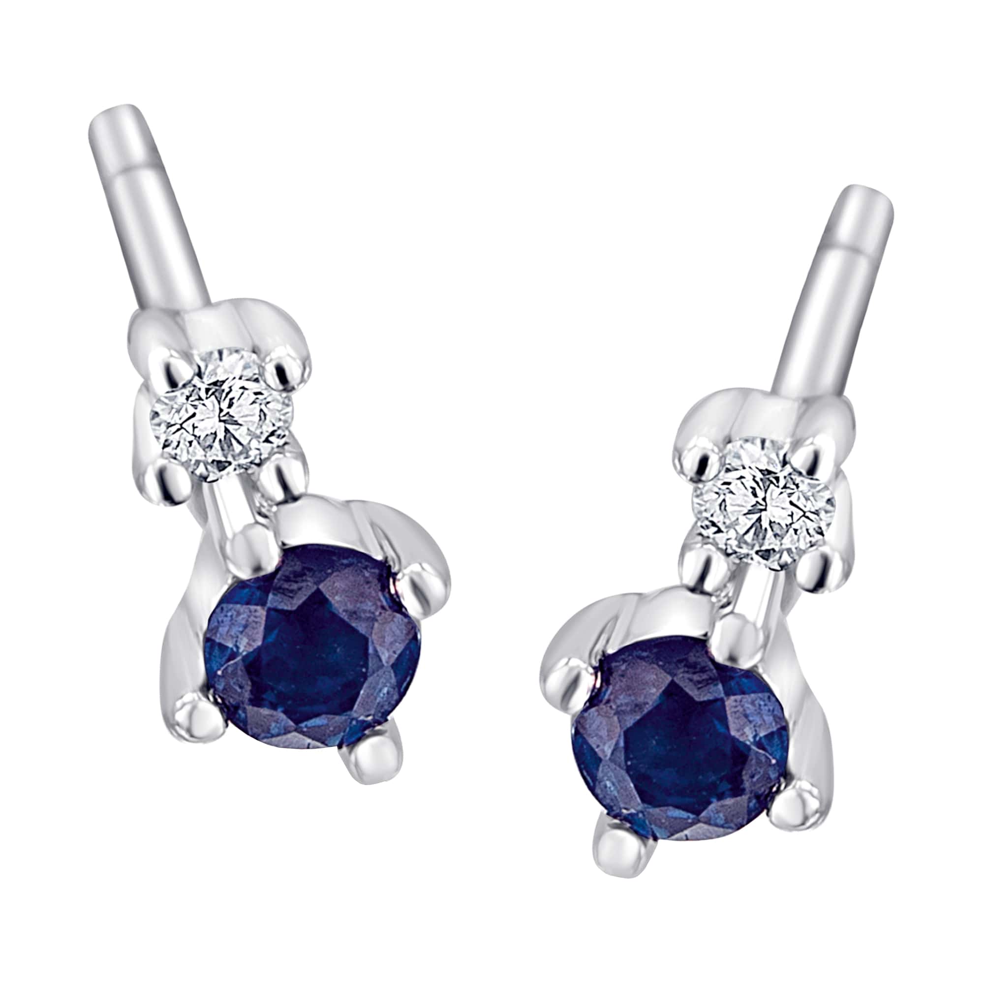 0,04 ct Diamant Brillant Safir Ohrringe Ohrstecker aus 585er Weißgold von ONE ELEMENT – Bild 1