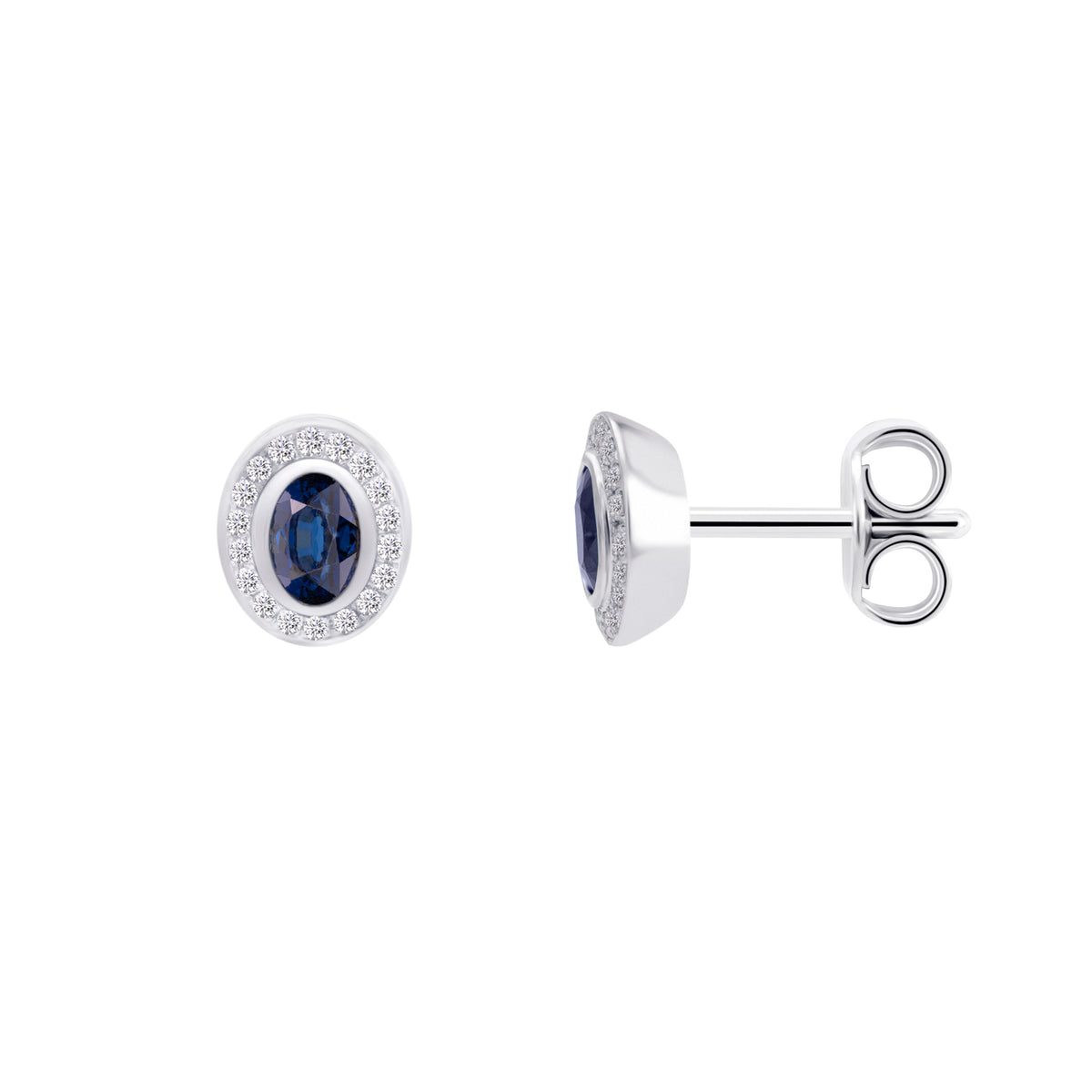0,09 ct Diamant Brillant Safir Ohrringe Ohrstecker aus 585er Weißgold von ONE ELEMENT – Bild 1