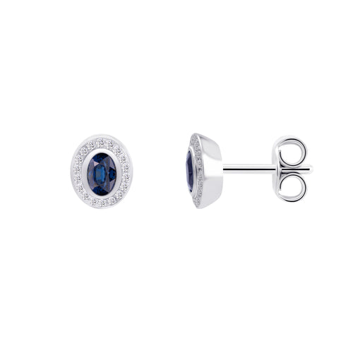 0,09 ct Diamant Brillant Safir Ohrringe Ohrstecker aus 585er Weißgold von ONE ELEMENT – Bild 1
