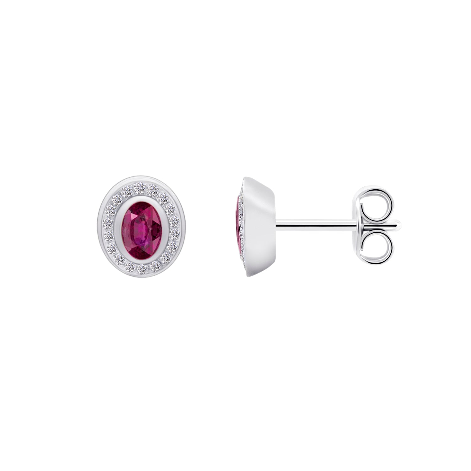 0,09 ct Diamant Brillant Rubin Ohrringe Ohrstecker aus 585er Weißgold von ONE ELEMENT – Bild 1