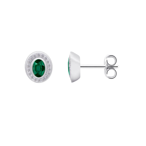 0,09 ct Diamant Brillant Smaragd Ohrringe Ohrstecker aus 585er Weißgold von ONE ELEMENT – Bild 1