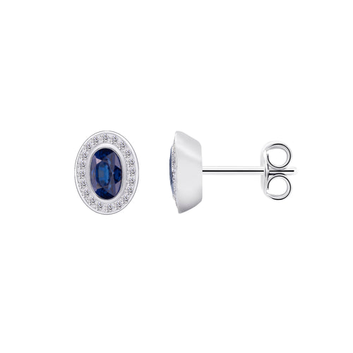 0,10 ct Diamant Brillant Safir Ohrringe Ohrstecker aus 585er Weißgold von ONE ELEMENT – Bild 1