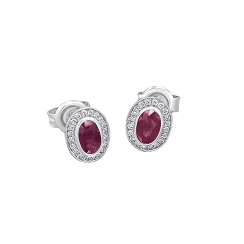 0,10 ct Diamant Brillant Rubin Ohrringe Ohrstecker aus 585er Weißgold von ONE ELEMENT – Bild 1