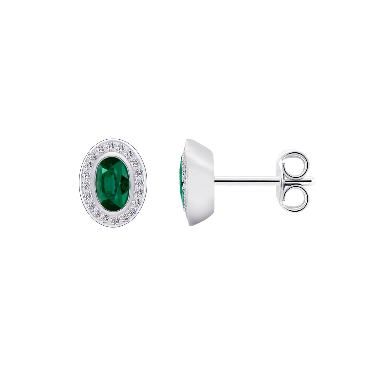 0,10 ct Diamant Brillant Smaragd Ohrringe Ohrstecker aus 585er Weißgold von ONE ELEMENT – Bild 1