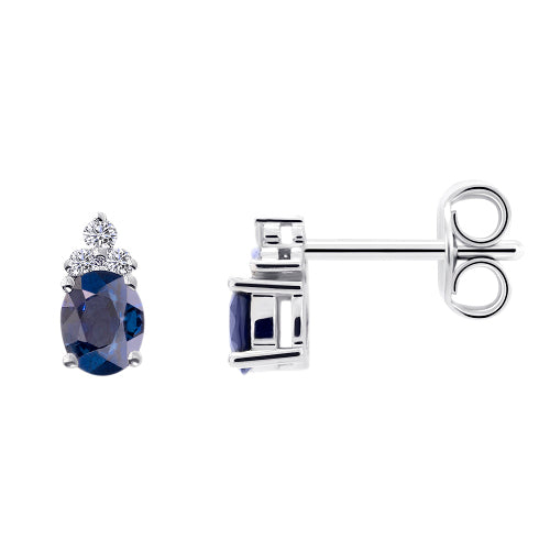 0,06 ct Diamant Brillant Safir Ohrringe Ohrstecker aus 585er Weißgold von ONE ELEMENT – Bild 1