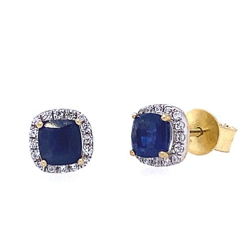 0,12 ct Diamant Brillant Safir Ohrringe Ohrstecker aus 585er Gelbgold von ONE ELEMENT – Bild 2