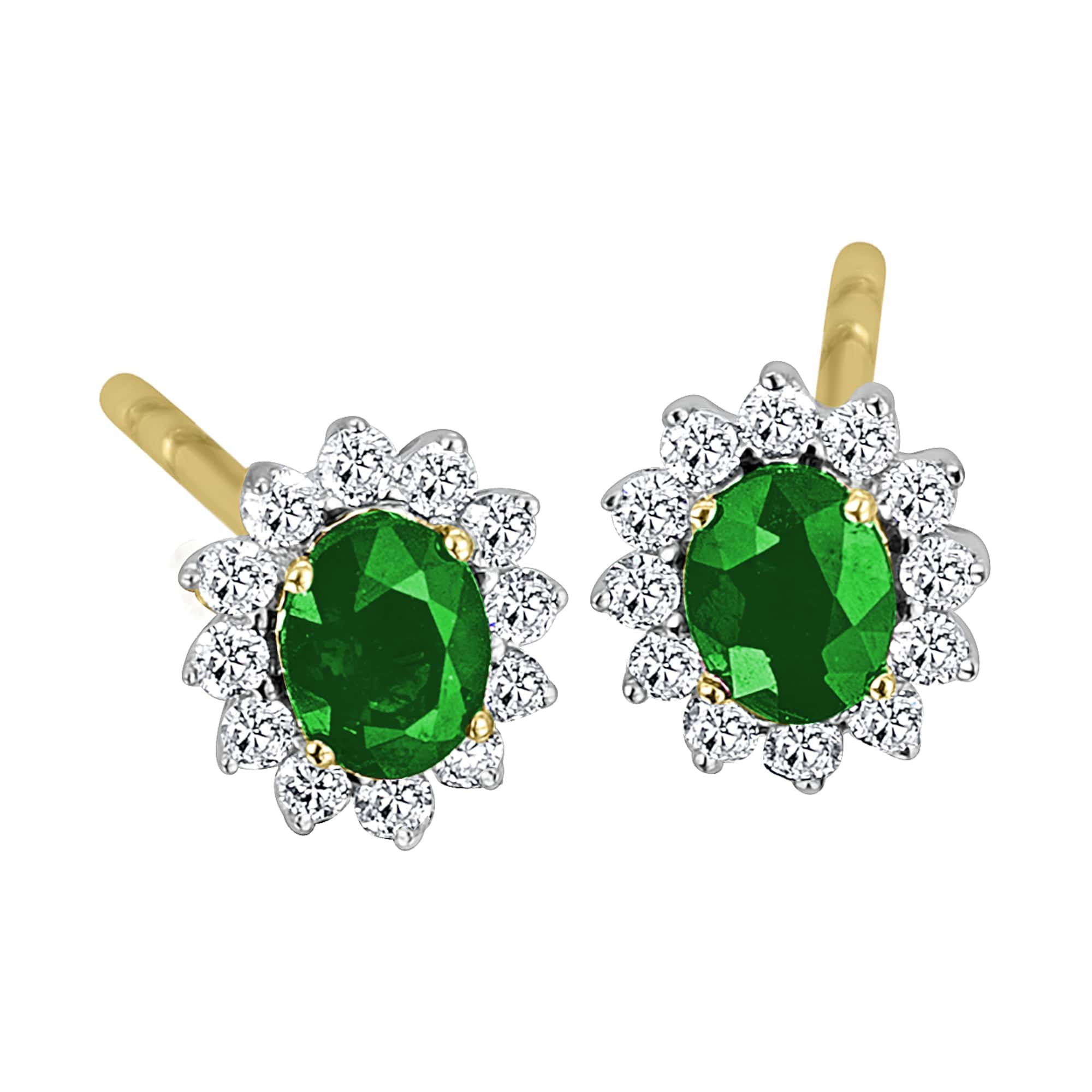 0,16 ct Diamant Brillant Smaragd Ohrringe Ohrstecker aus 585er Gelbgold von ONE ELEMENT – Bild 1