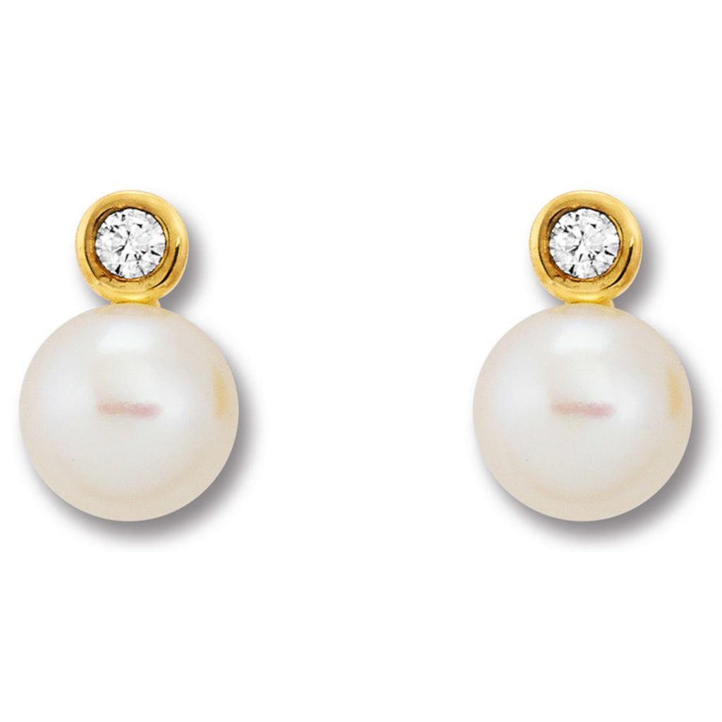 Zirkonia Ohrringe Ohrstecker aus 333er Gelbgold von ONE ELEMENT – Bild 1