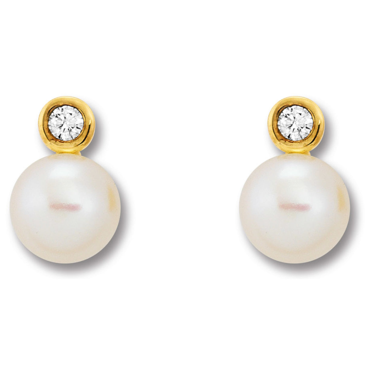 Zirkonia Ohrringe Ohrstecker aus 333er Gelbgold von ONE ELEMENT – Bild 1