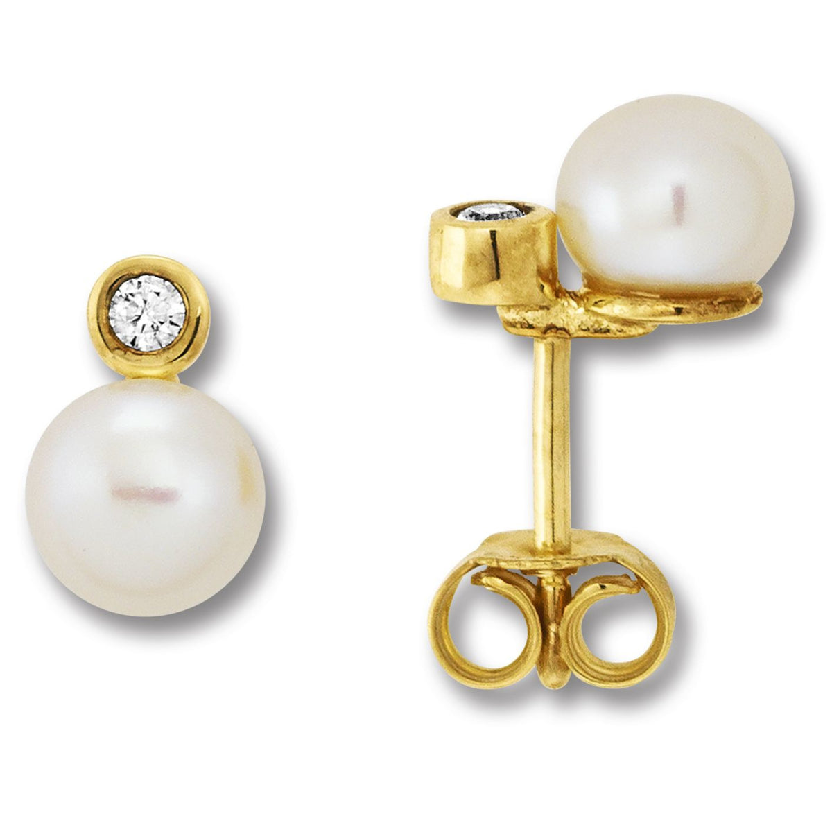 Zirkonia Ohrringe Ohrstecker aus 333er Gelbgold von ONE ELEMENT – Bild 2