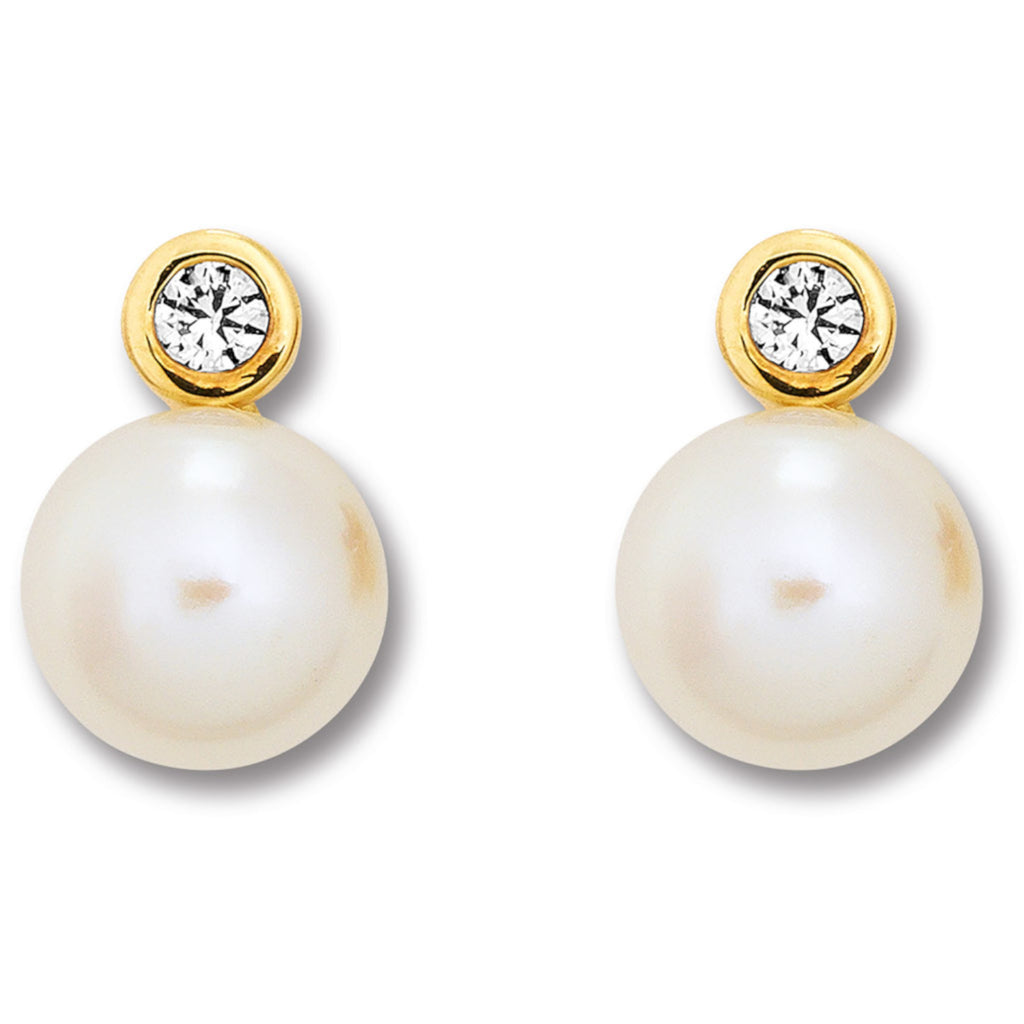 Zirkonia Ohrringe Ohrstecker aus 333er Gelbgold von ONE ELEMENT – Bild 1