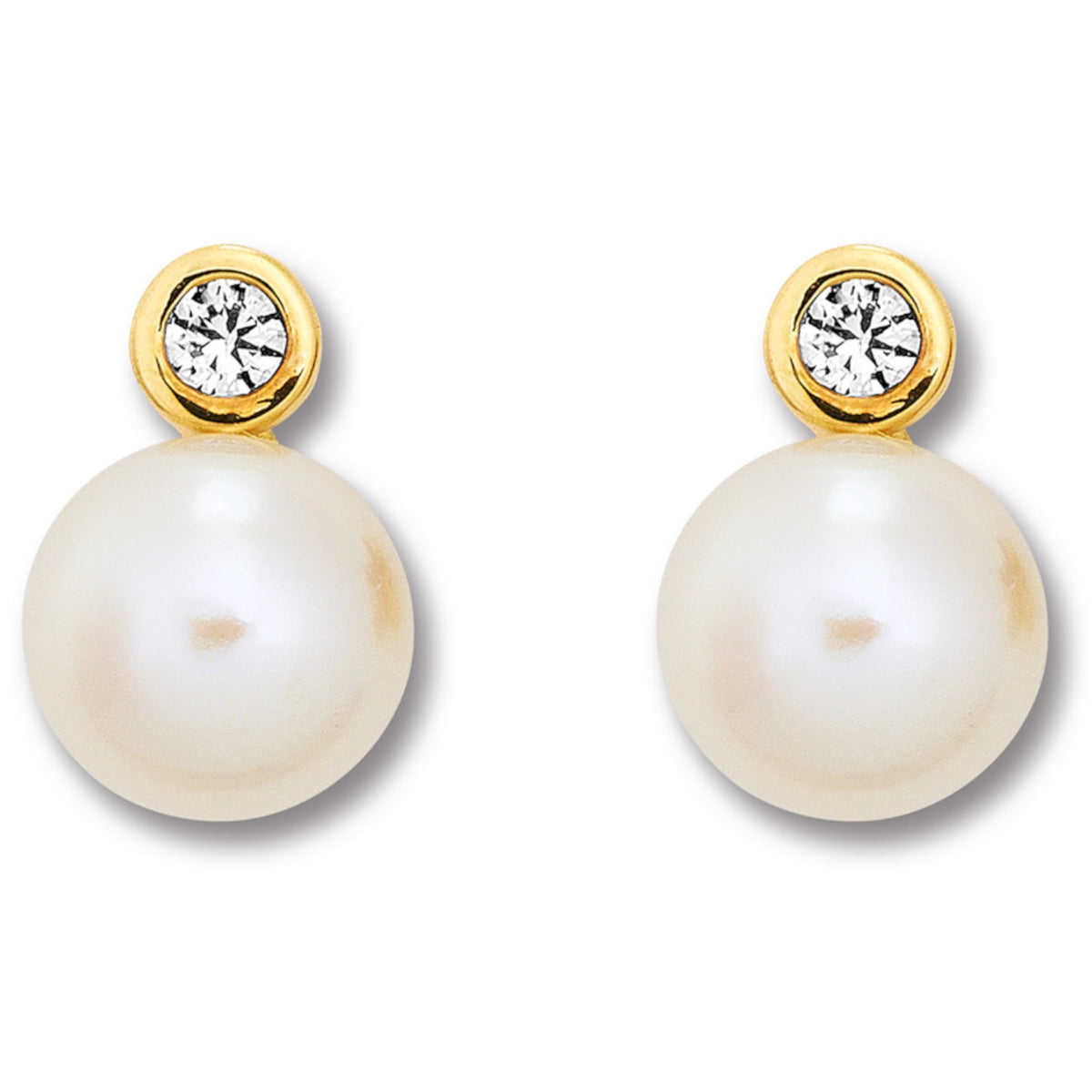 Zirkonia Ohrringe Ohrstecker aus 333er Gelbgold von ONE ELEMENT – Bild 1