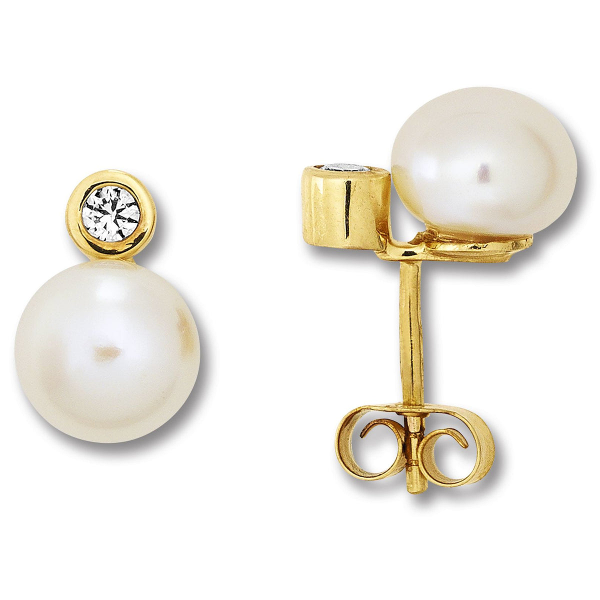 Zirkonia Ohrringe Ohrstecker aus 333er Gelbgold von ONE ELEMENT – Bild 2