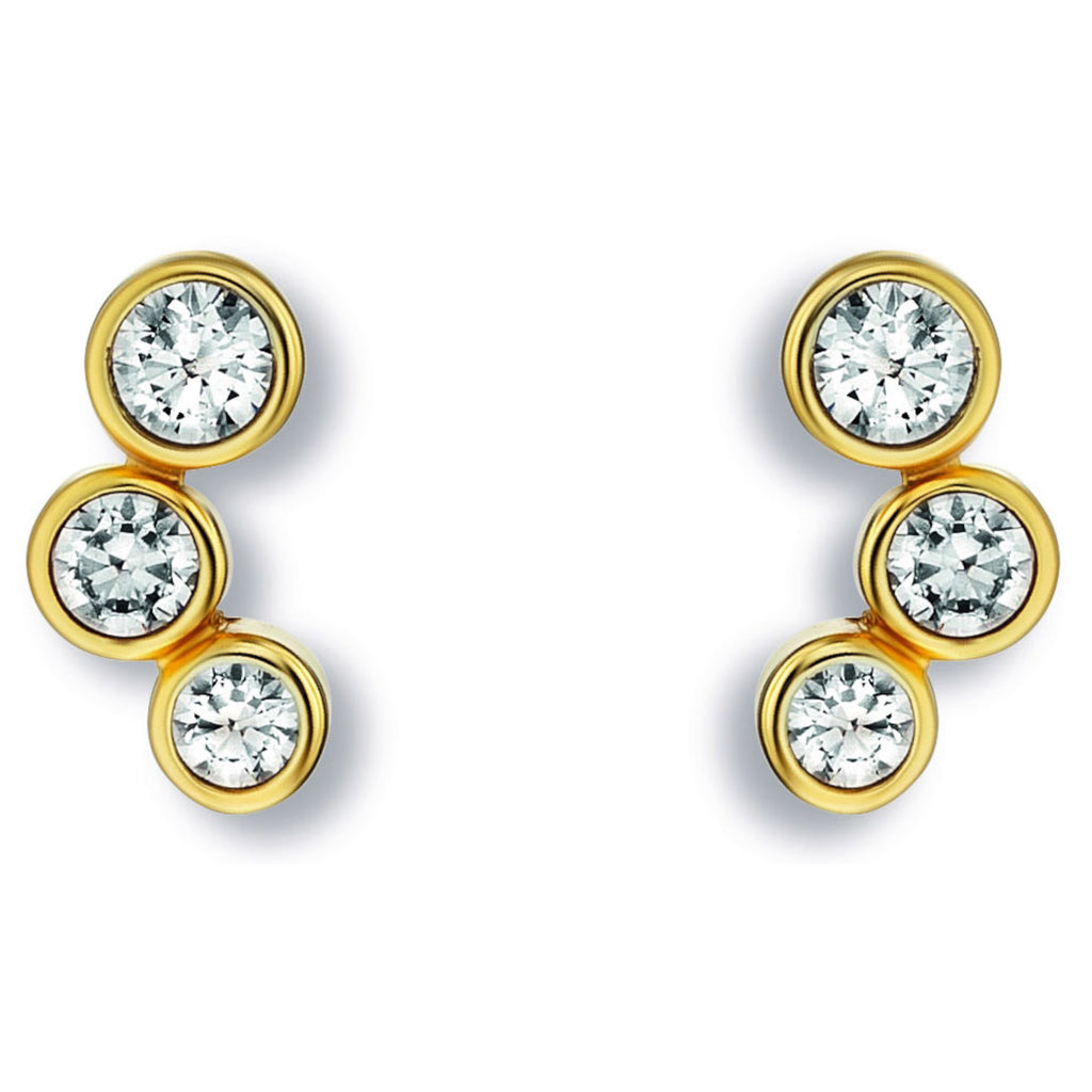 Zirkonia Ohrringe Ohrstecker aus 333er Gelbgold von ONE ELEMENT – Bild 1