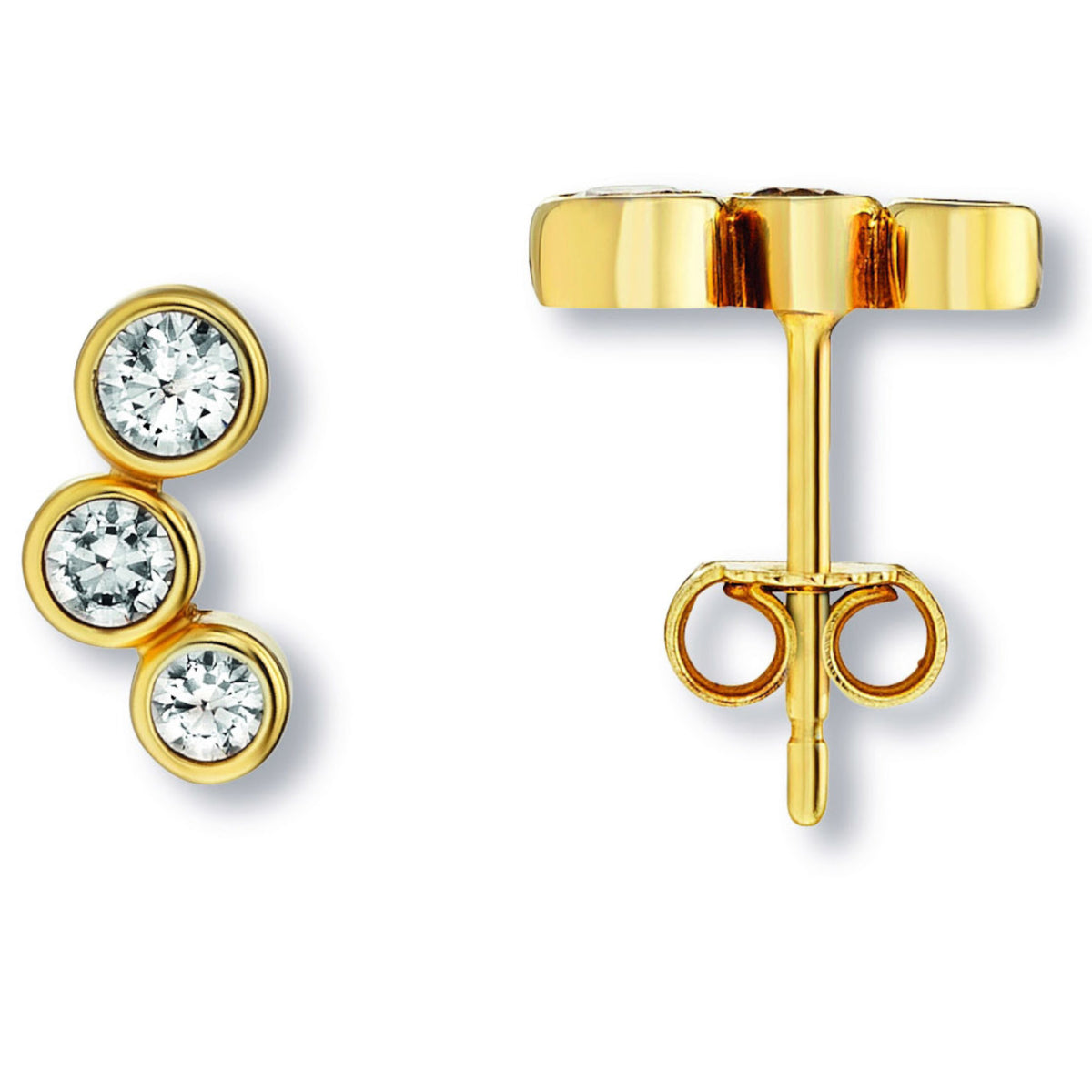 Zirkonia Ohrringe Ohrstecker aus 333er Gelbgold von ONE ELEMENT – Bild 2