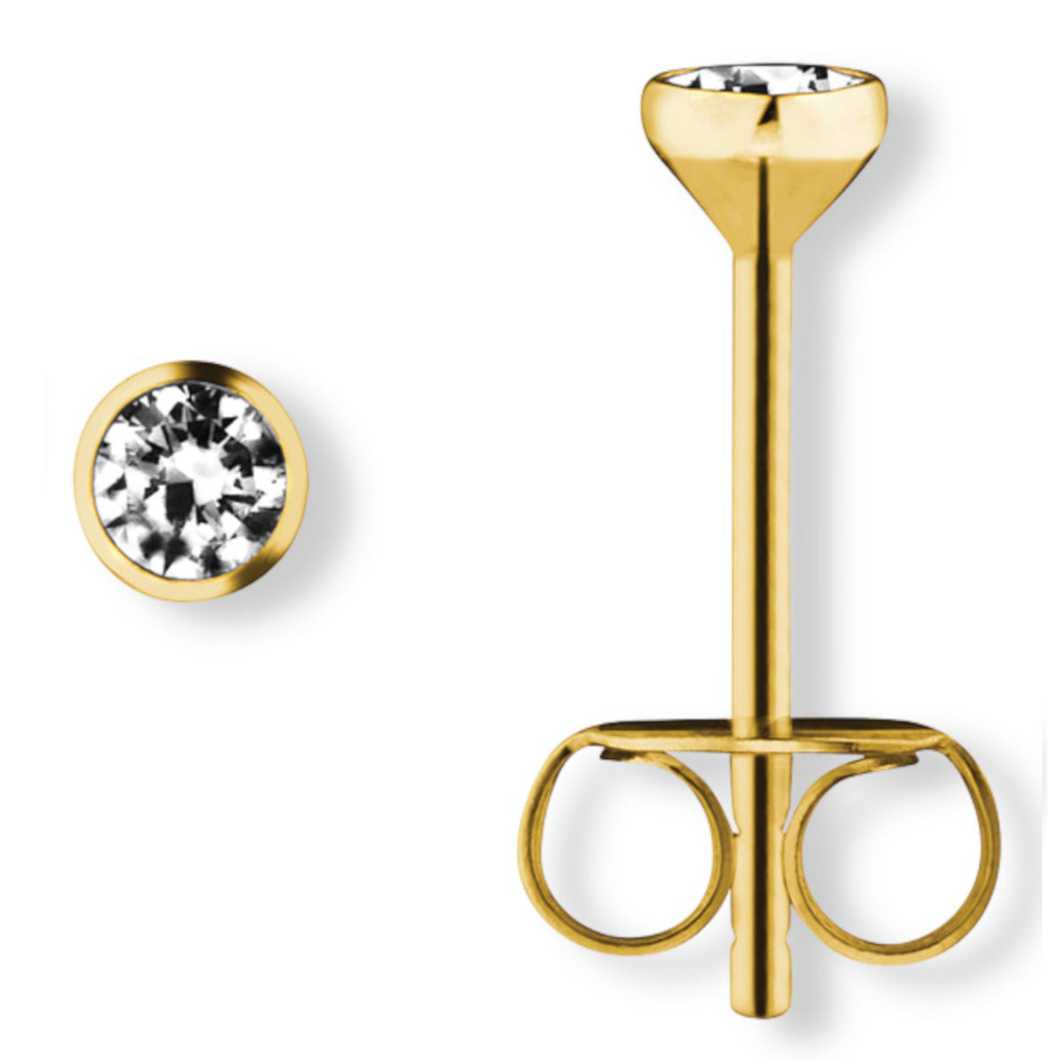 Zirkonia Zarge Ohrringe Ohrstecker aus 333er Gelbgold von ONE ELEMENT – Bild 1