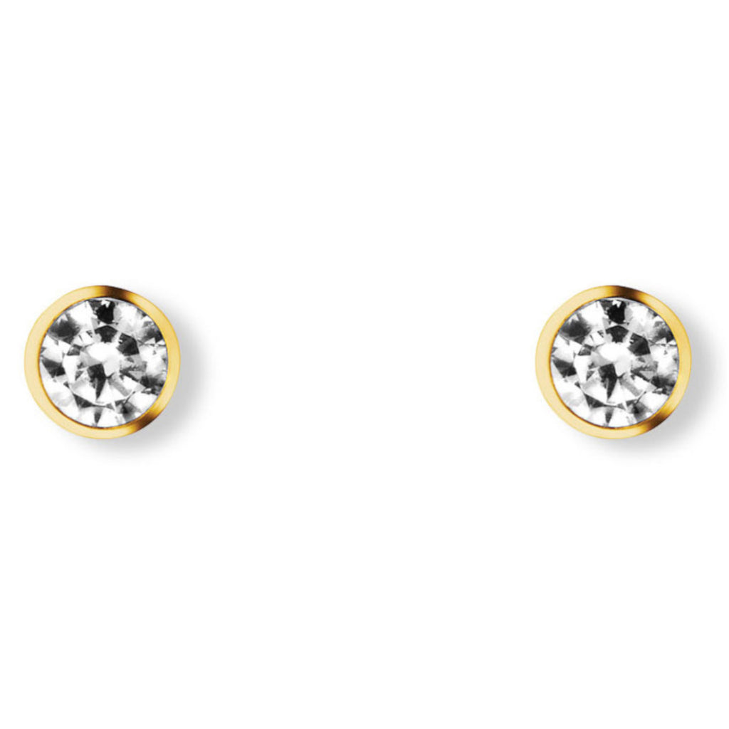 Zirkonia Zarge Ohrringe Ohrstecker aus 333er Gelbgold von ONE ELEMENT – Bild 1