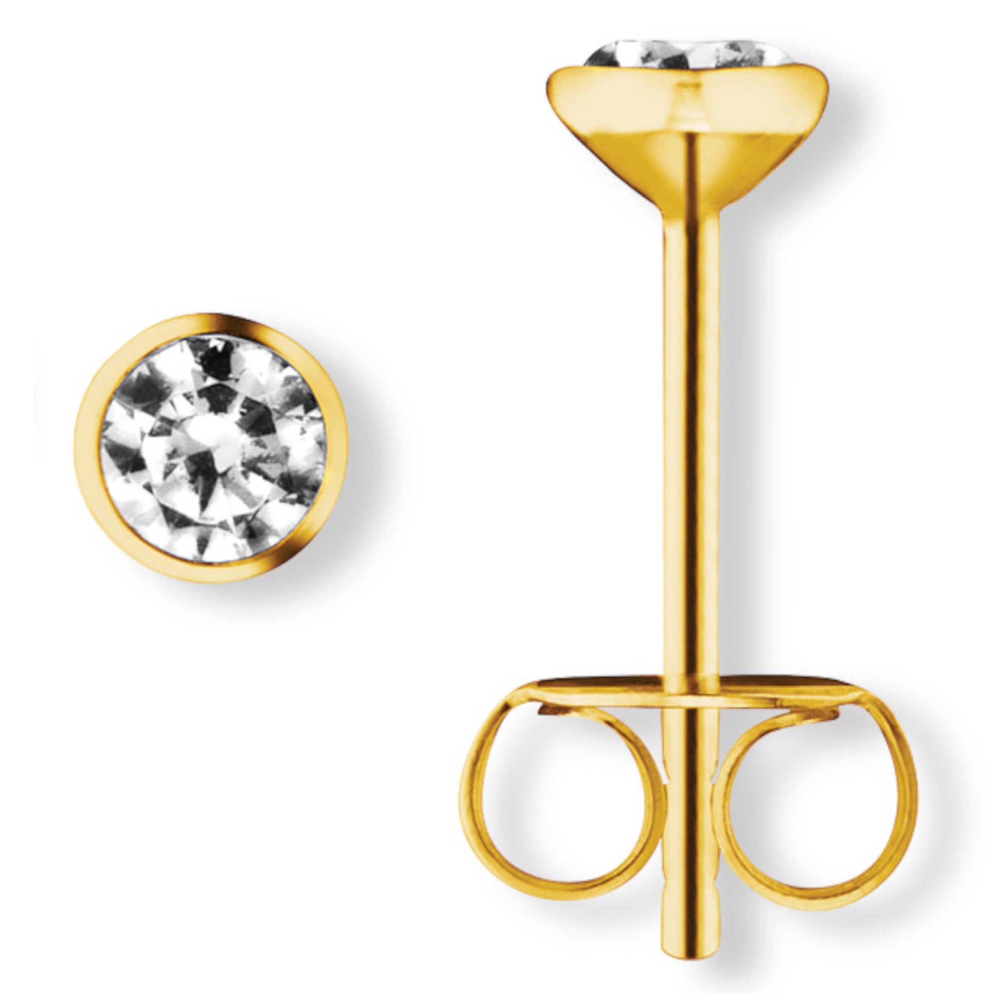 Zirkonia Zarge Ohrringe Ohrstecker aus 333er Gelbgold von ONE ELEMENT – Bild 2