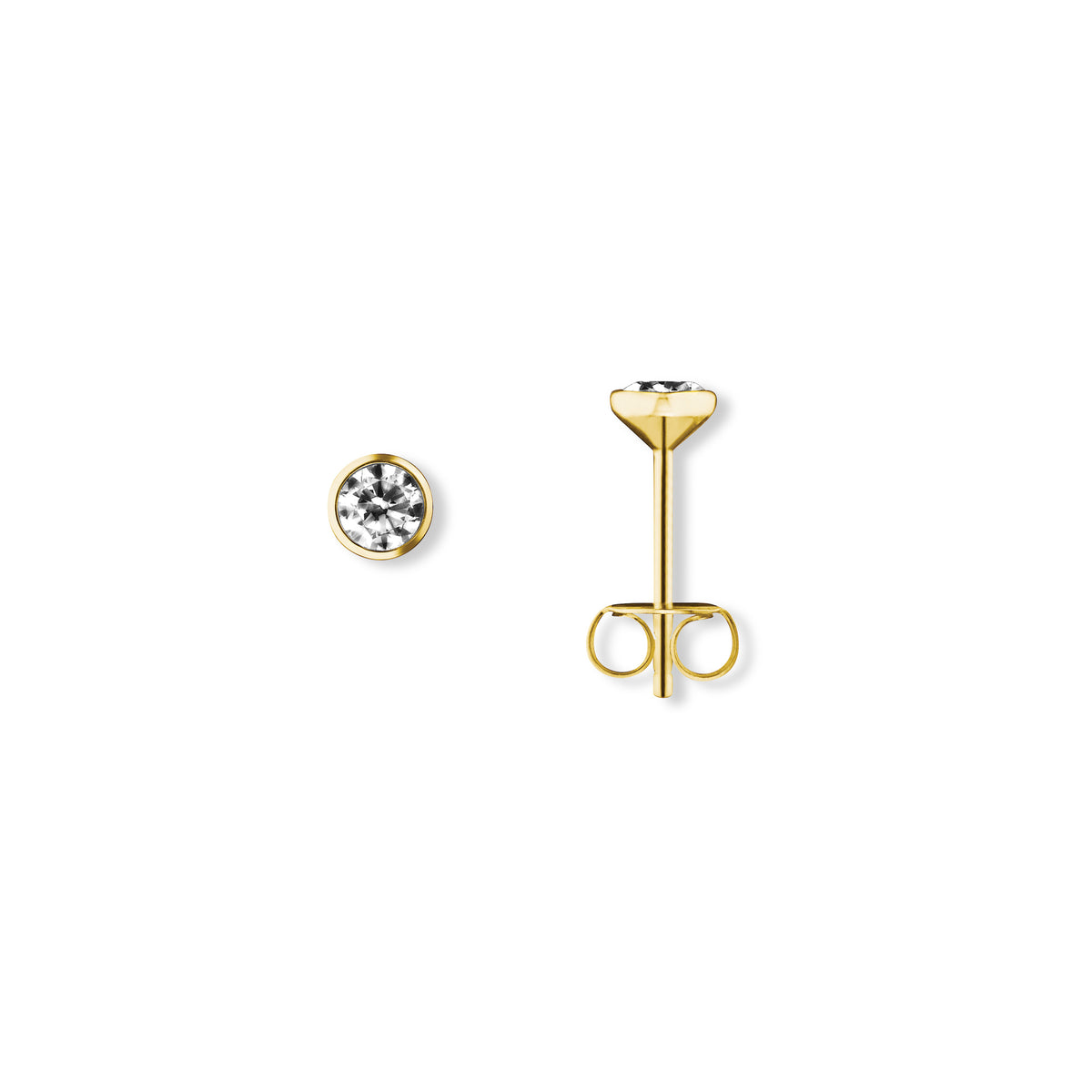 Zirkonia Zarge Ohrringe Ohrstecker aus 333er Gelbgold von ONE ELEMENT – Bild 1