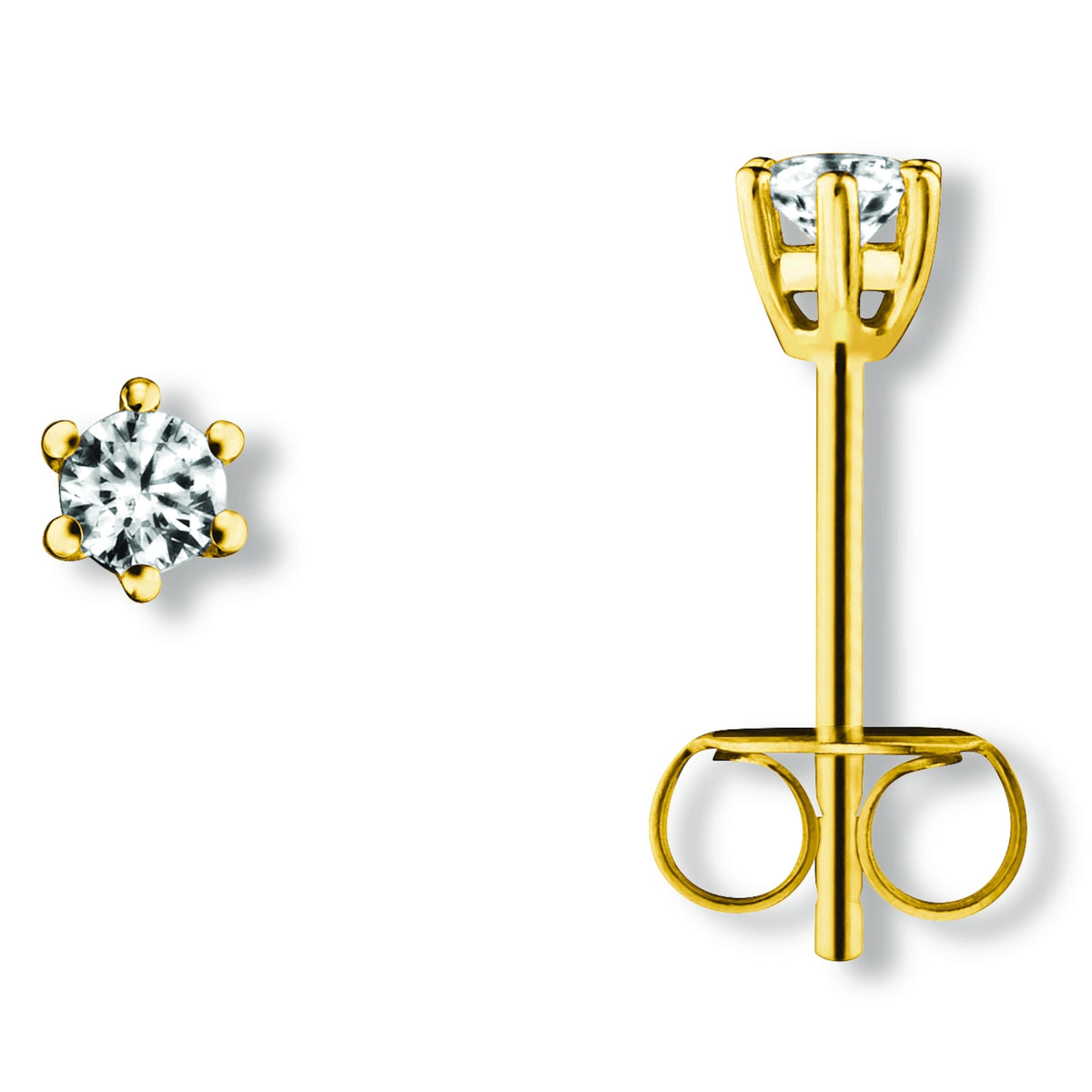 Zirkonia Ohrringe Ohrstecker aus 333er Gelbgold von ONE ELEMENT – Bild 1