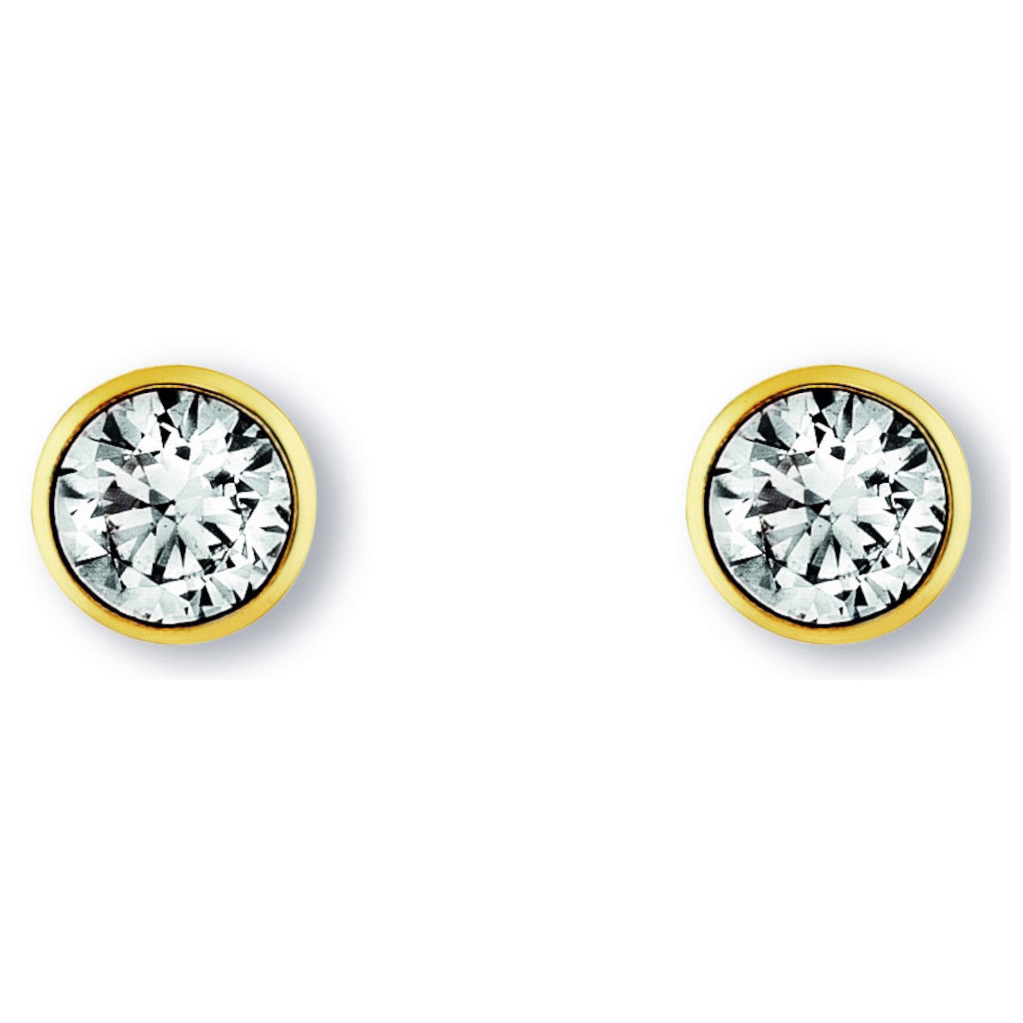 Zirkonia Zarge Ohrringe Ohrstecker aus 333er Gelbgold von ONE ELEMENT – Bild 1