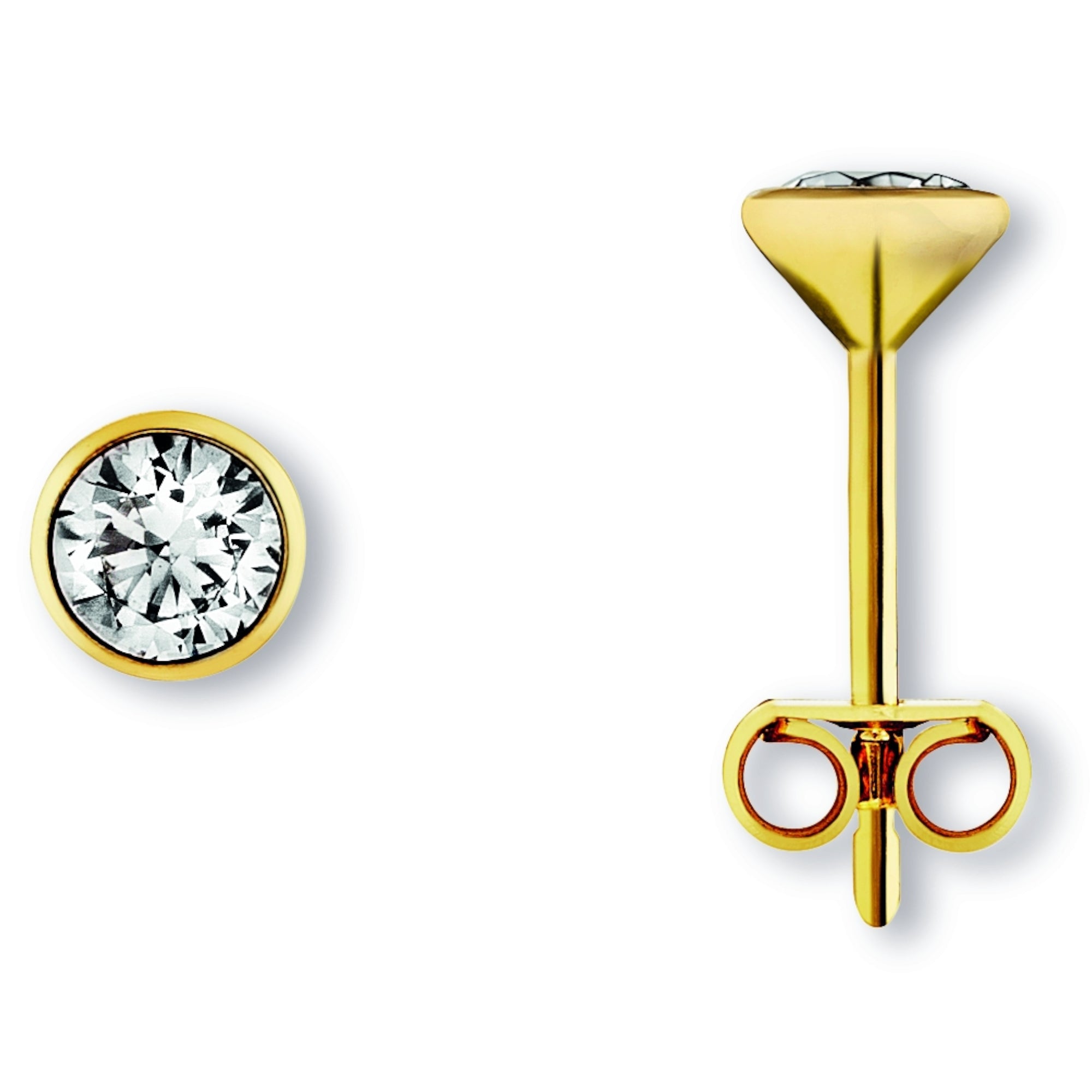 Zirkonia Zarge Ohrringe Ohrstecker aus 333er Gelbgold von ONE ELEMENT – Bild 2