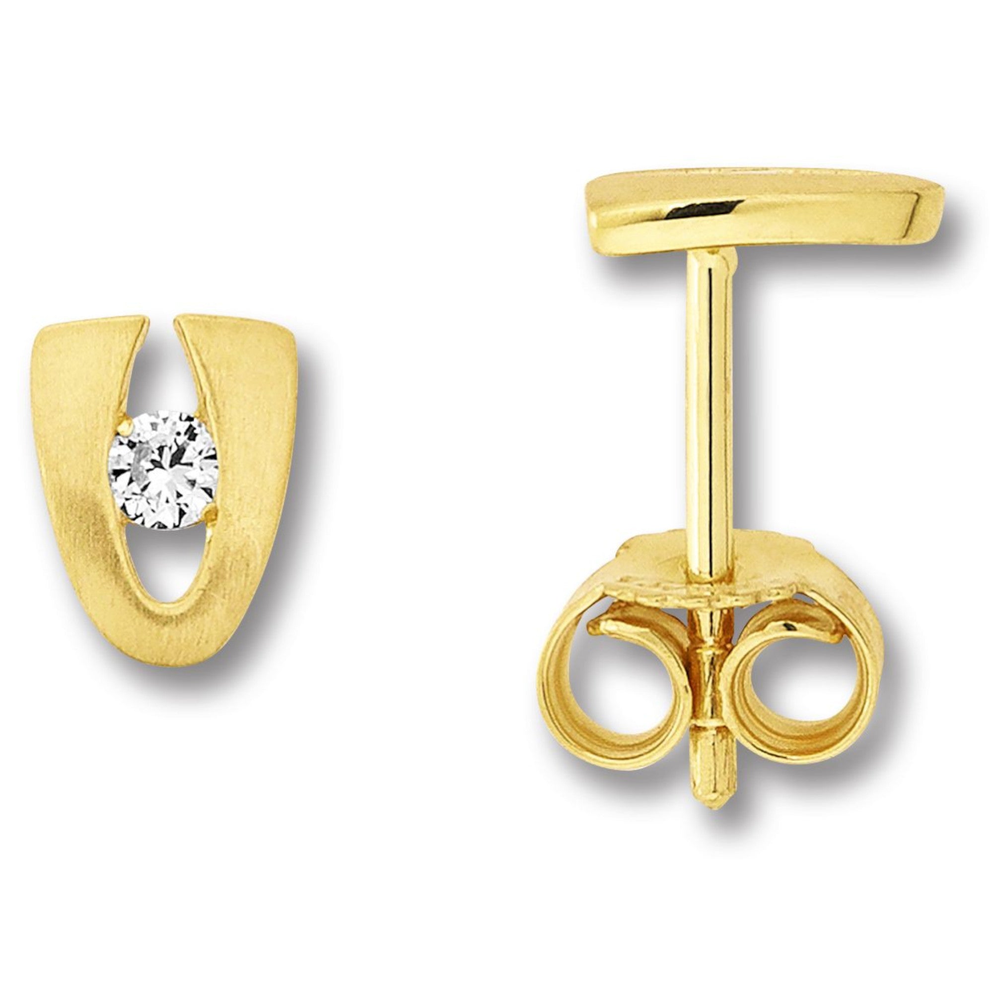 Zirkonia Ohrringe Ohrstecker aus 333er Gelbgold von ONE ELEMENT – Bild 1