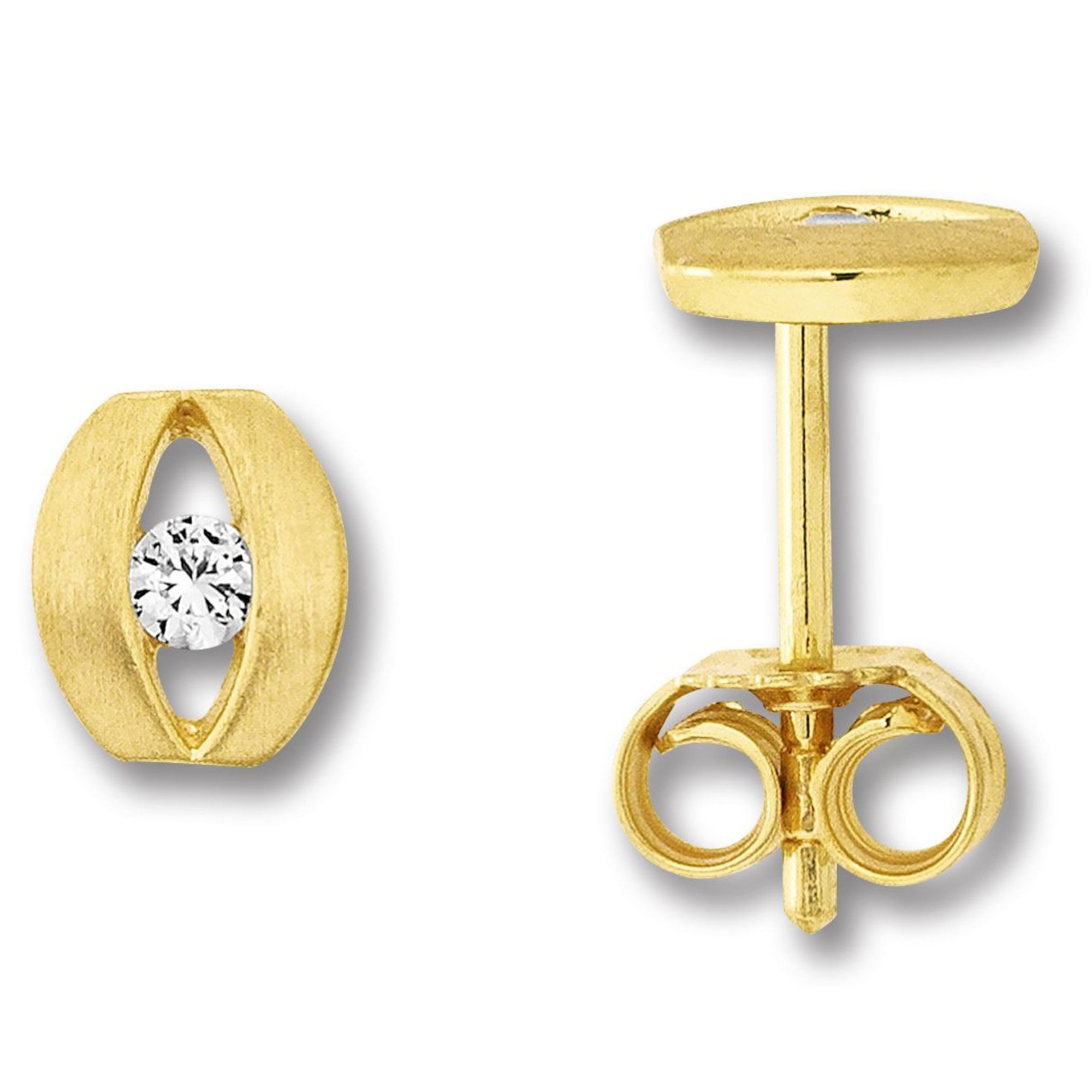 Zirkonia Ohrringe Ohrstecker aus 333er Gelbgold von ONE ELEMENT – Bild 1
