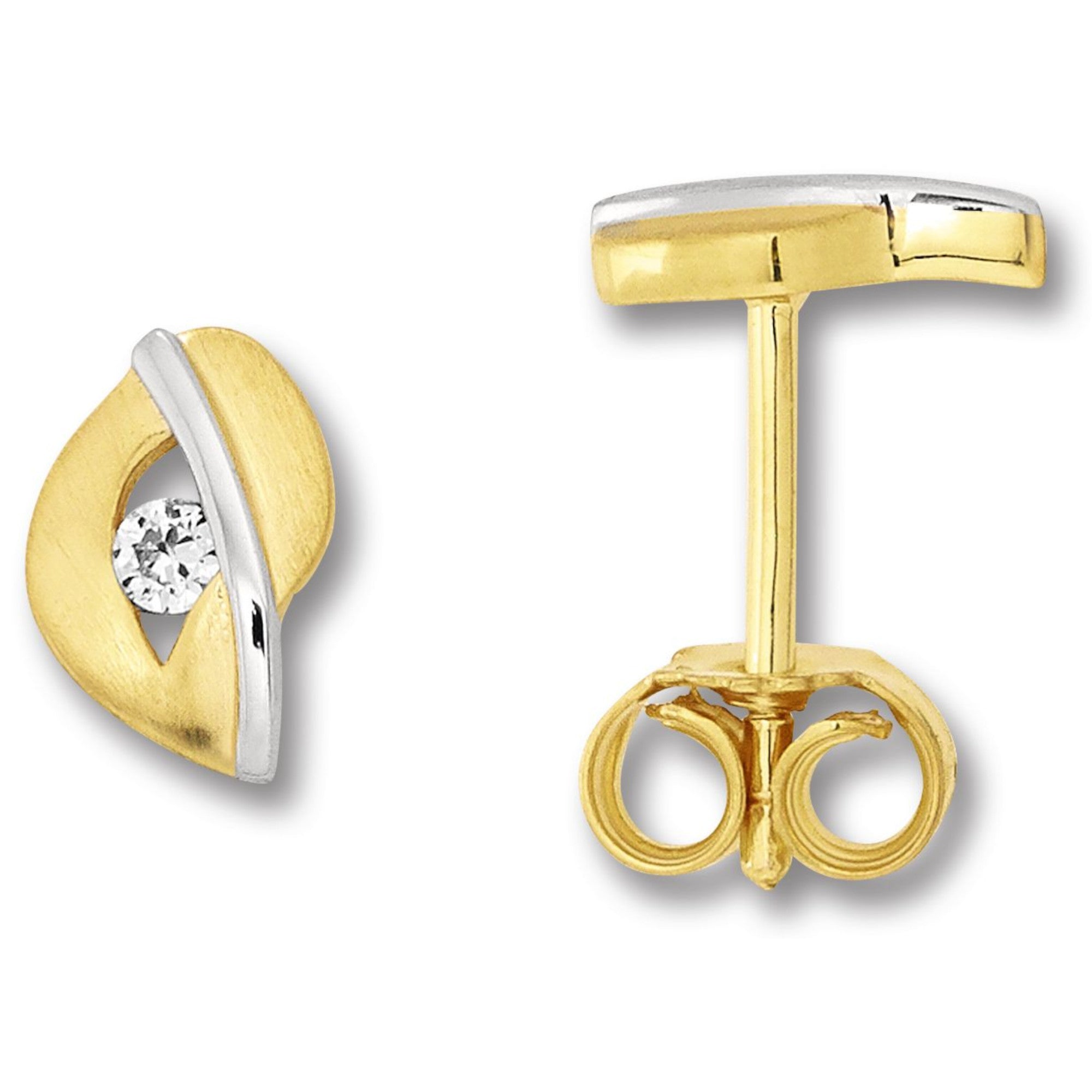 Zirkonia Ohrringe Ohrstecker aus 333er Gelbgold von ONE ELEMENT – Bild 1