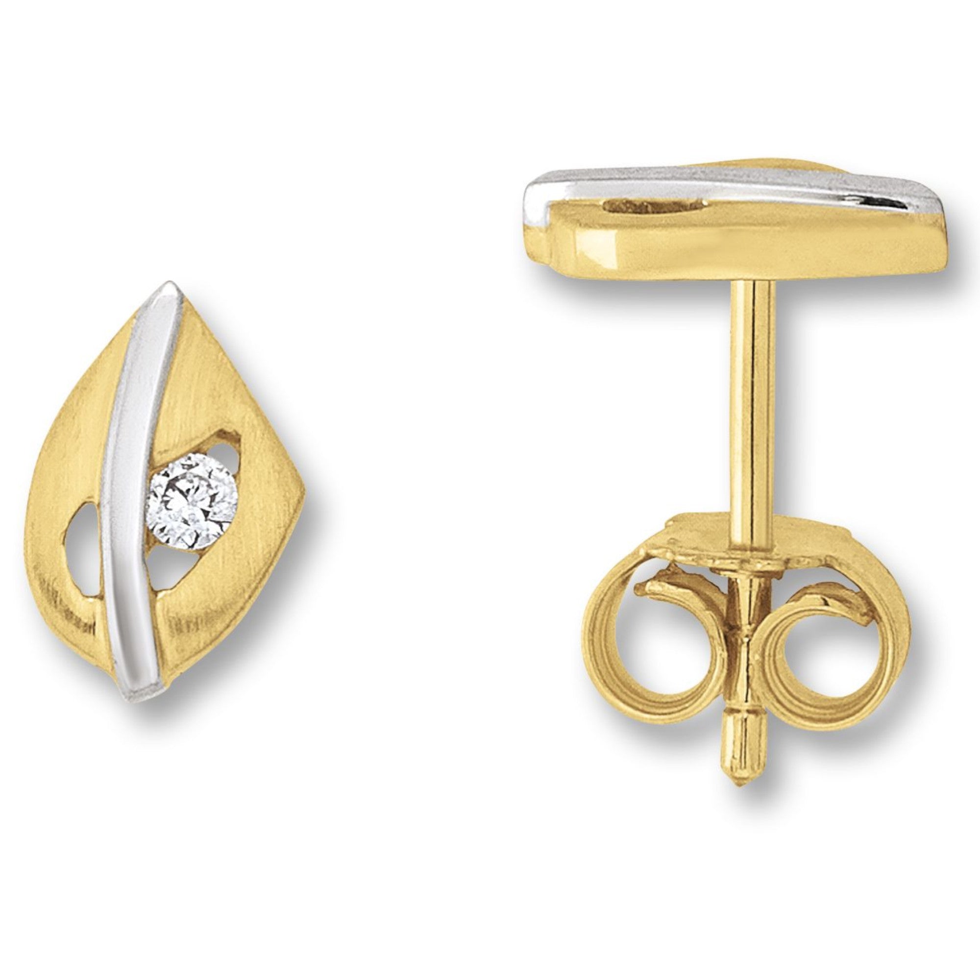 Zirkonia Ohrringe Ohrstecker aus 333er Gelbgold von ONE ELEMENT – Bild 1