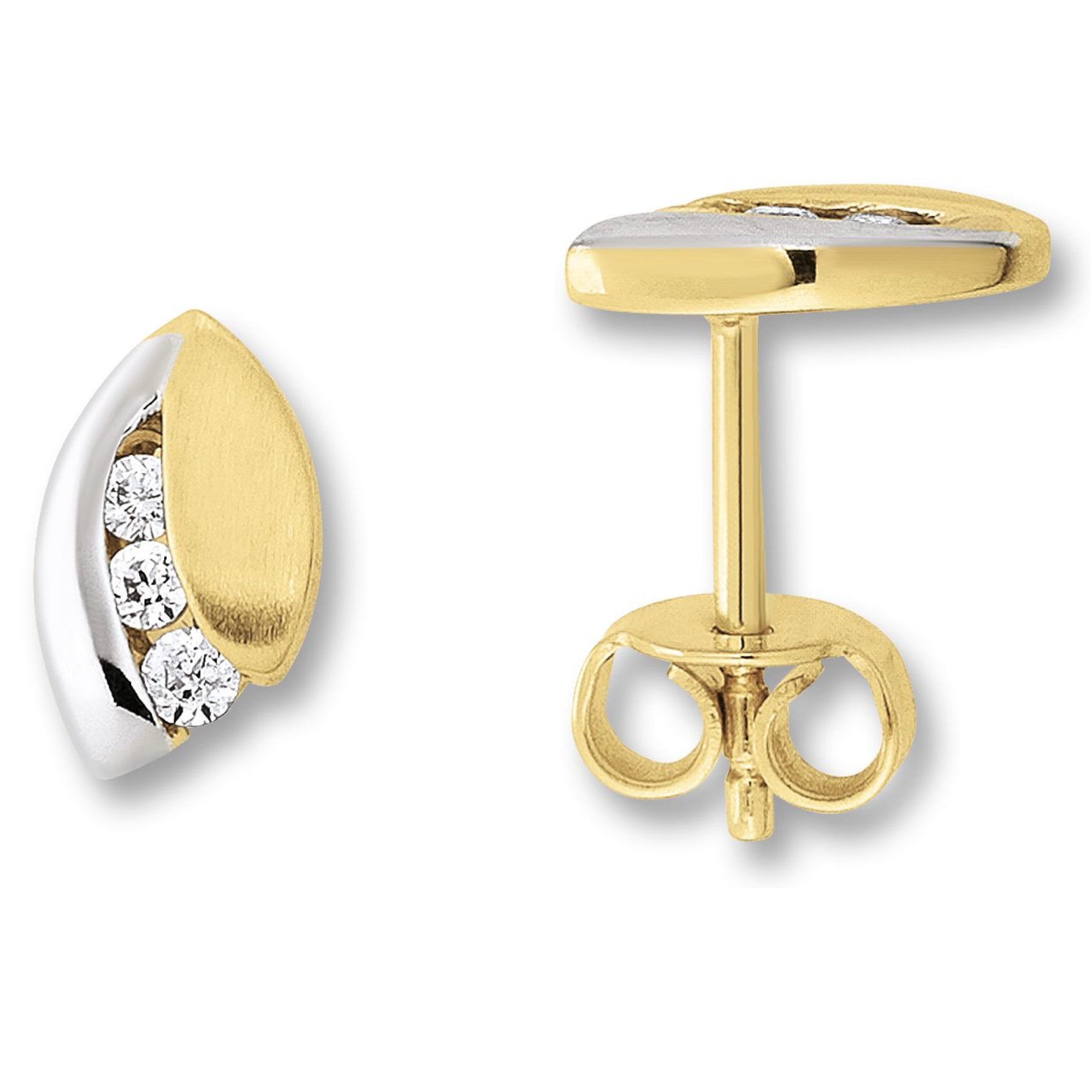 Zirkonia Ohrringe Ohrstecker aus 333er Gelbgold von ONE ELEMENT – Bild 1