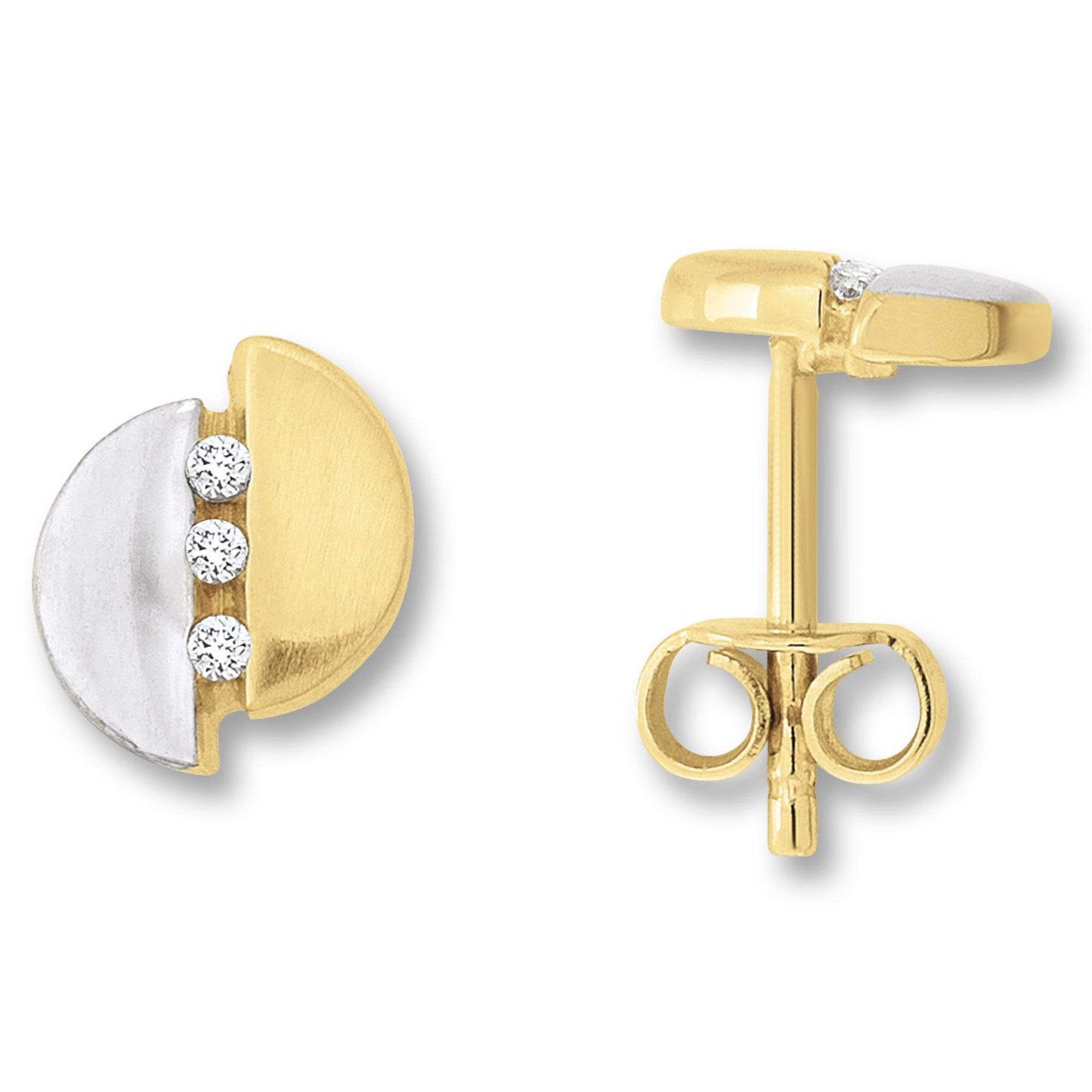 Zirkonia Ohrringe Ohrstecker aus 333er Gelbgold von ONE ELEMENT – Bild 1